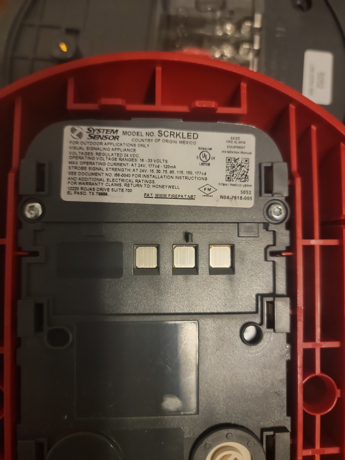 System Sensor SCRKLED Ceiling Strobe RED