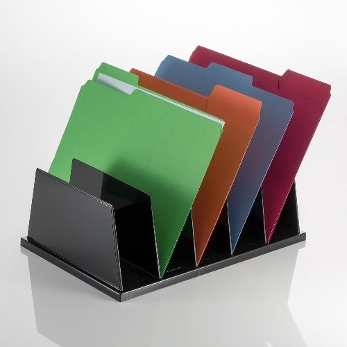 Large Sorter 5 Compartments 9 x 13 1/2 x 5 Inches Black 21222)