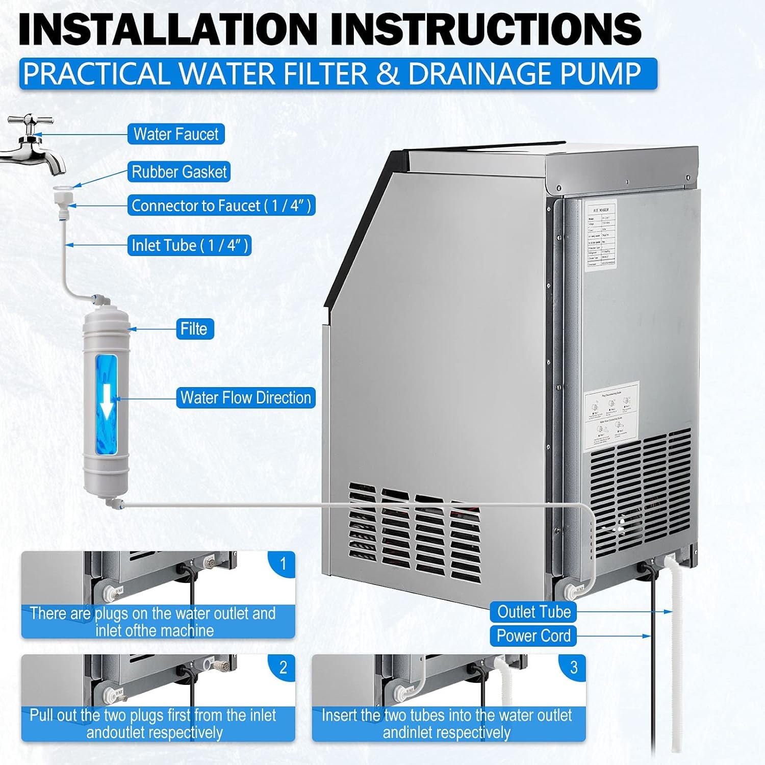 Commercial Ice Maker Ice Cube Machine Countertop Ice Ball Maker Nugget Ice Maker