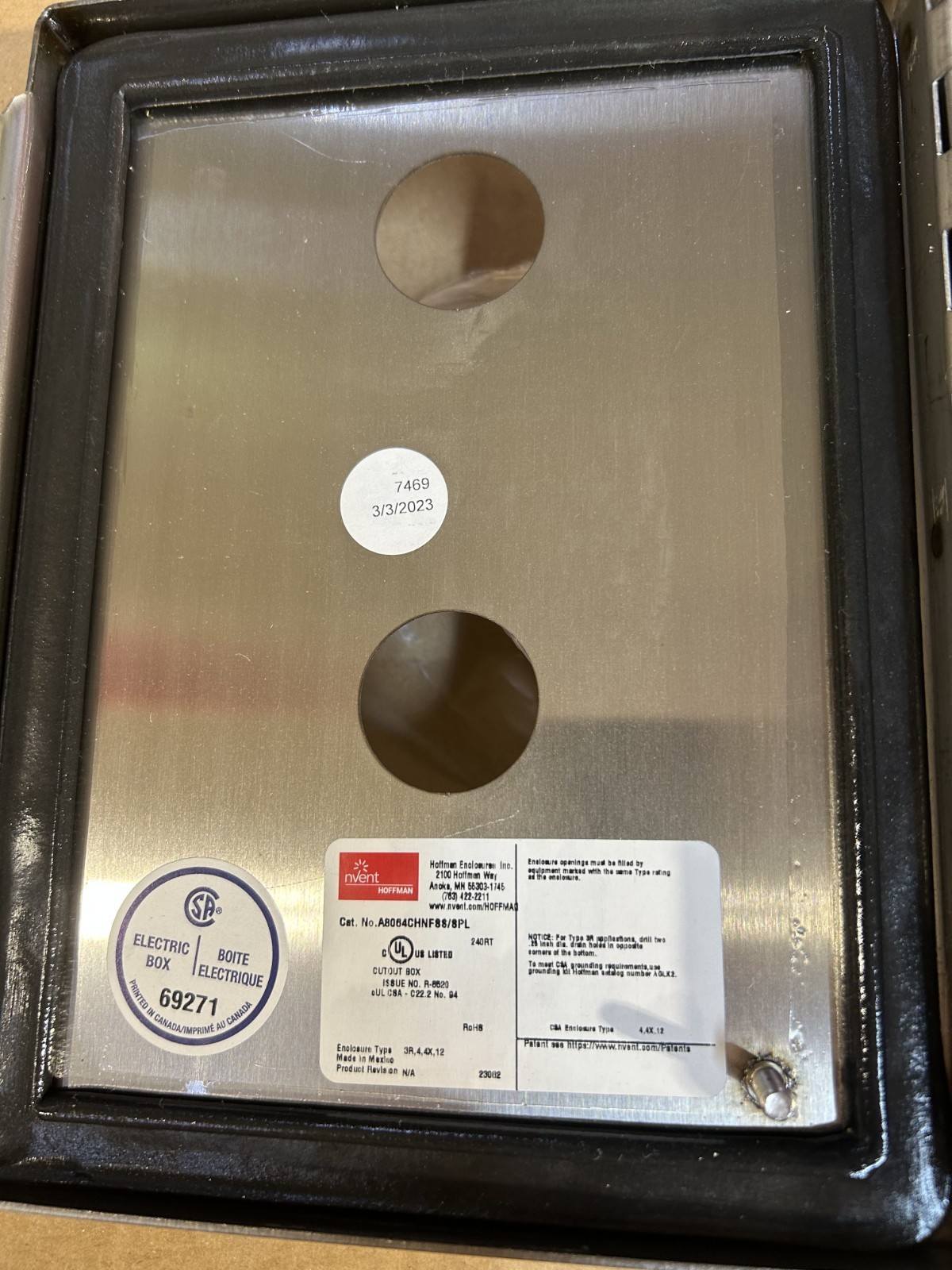 NVENT HOFFMAN A8064CHNFSS STAINLESS STEEL ENCLOSURE 8X6X4 NEW IN PKG