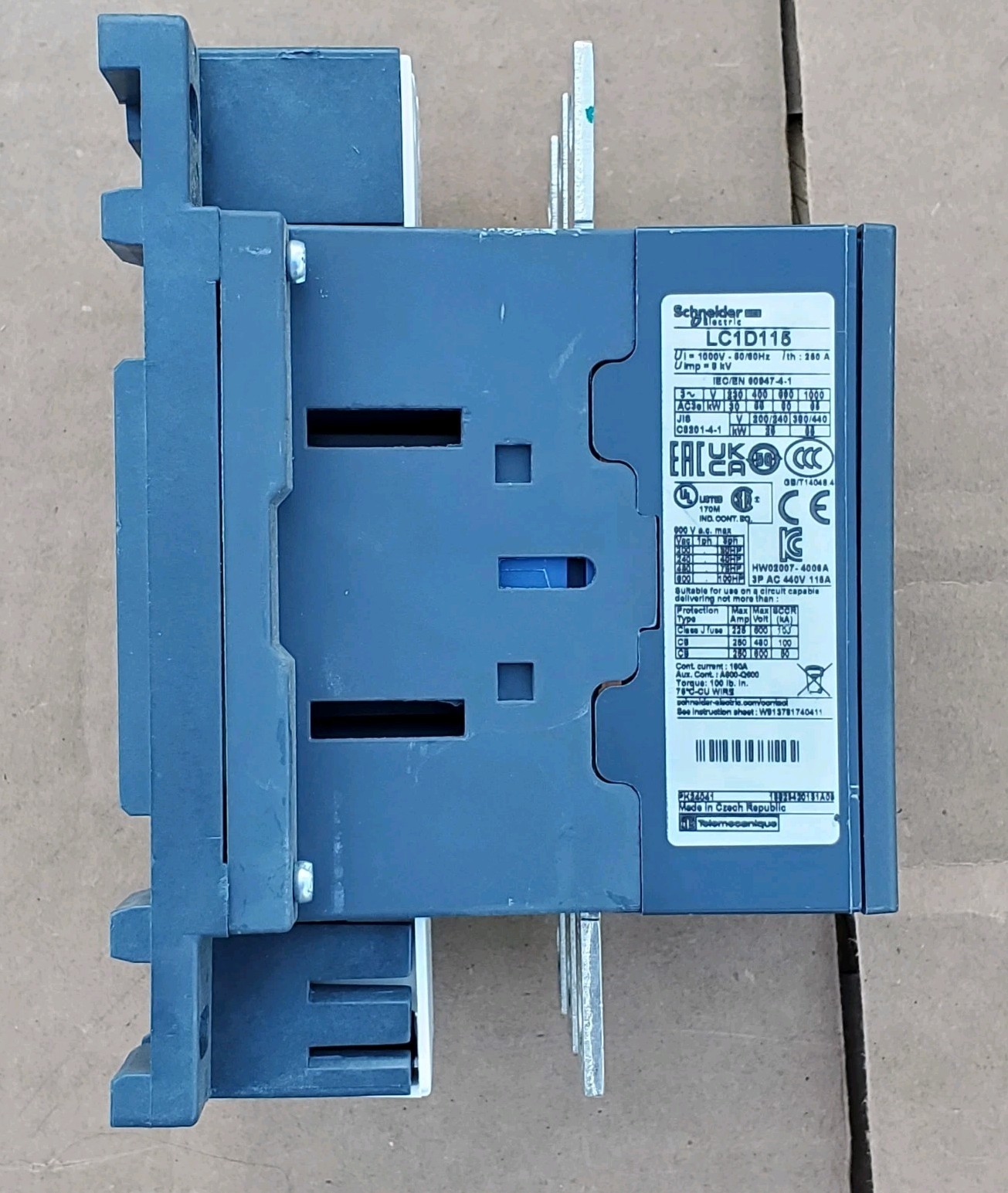 Schneider LC1D115 160 Amp Contactor w/ 24VDC Coil rated 75HP @ 480VAC – NEW