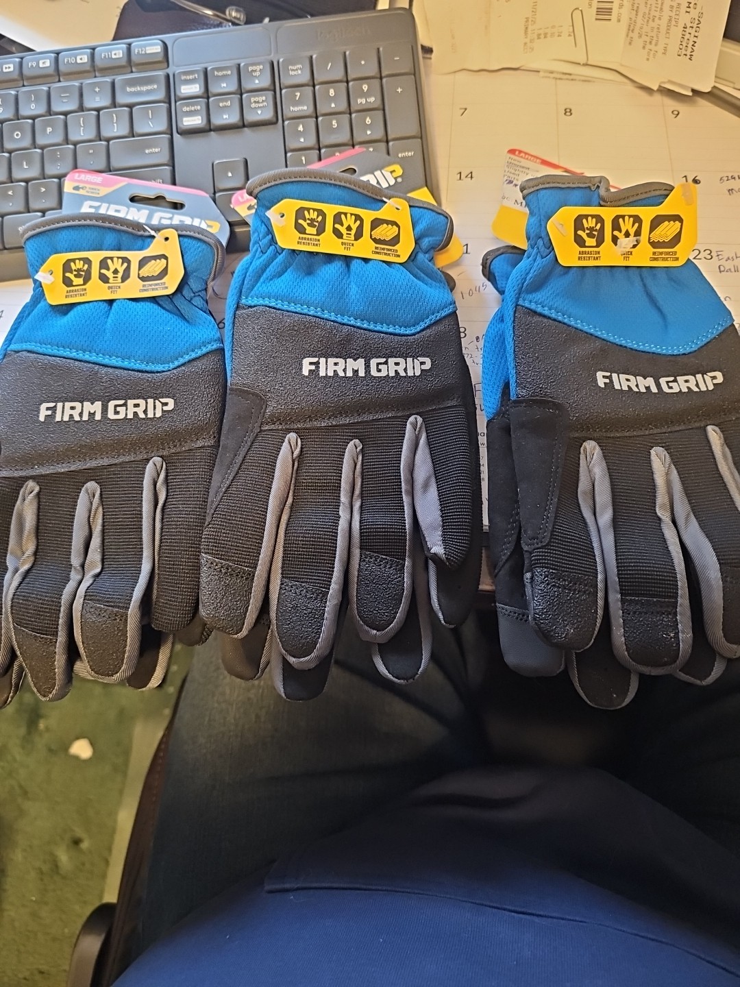 Firm Grip Workmaster Work Gloves, Large, Touch Screen, Quick Fit,