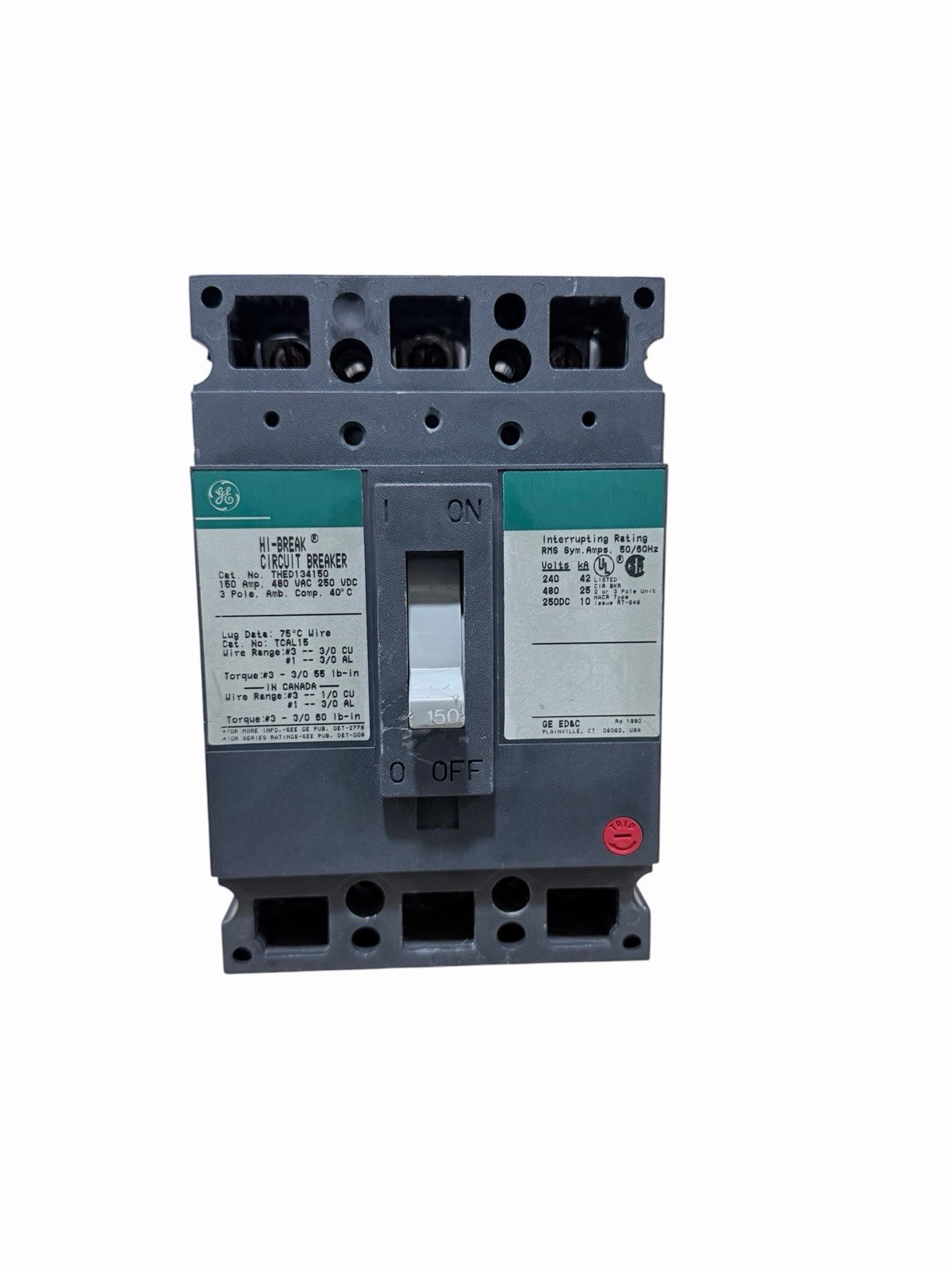 General Electric THED134150 150A 480V 3P Molded Case Breaker
