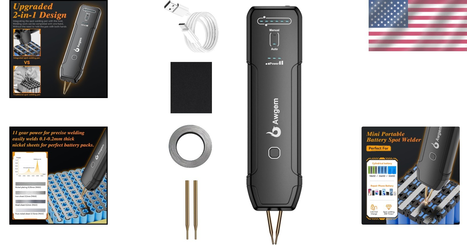 OLED Portable Spot Welder for 21700 18650 Battery Spot Welder 5000mAh