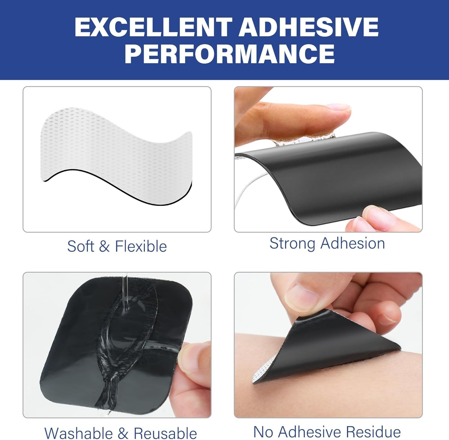TENS Unit Electrode Pads, 10PCS 2″x 3.5″ Large Self-Adhesive White