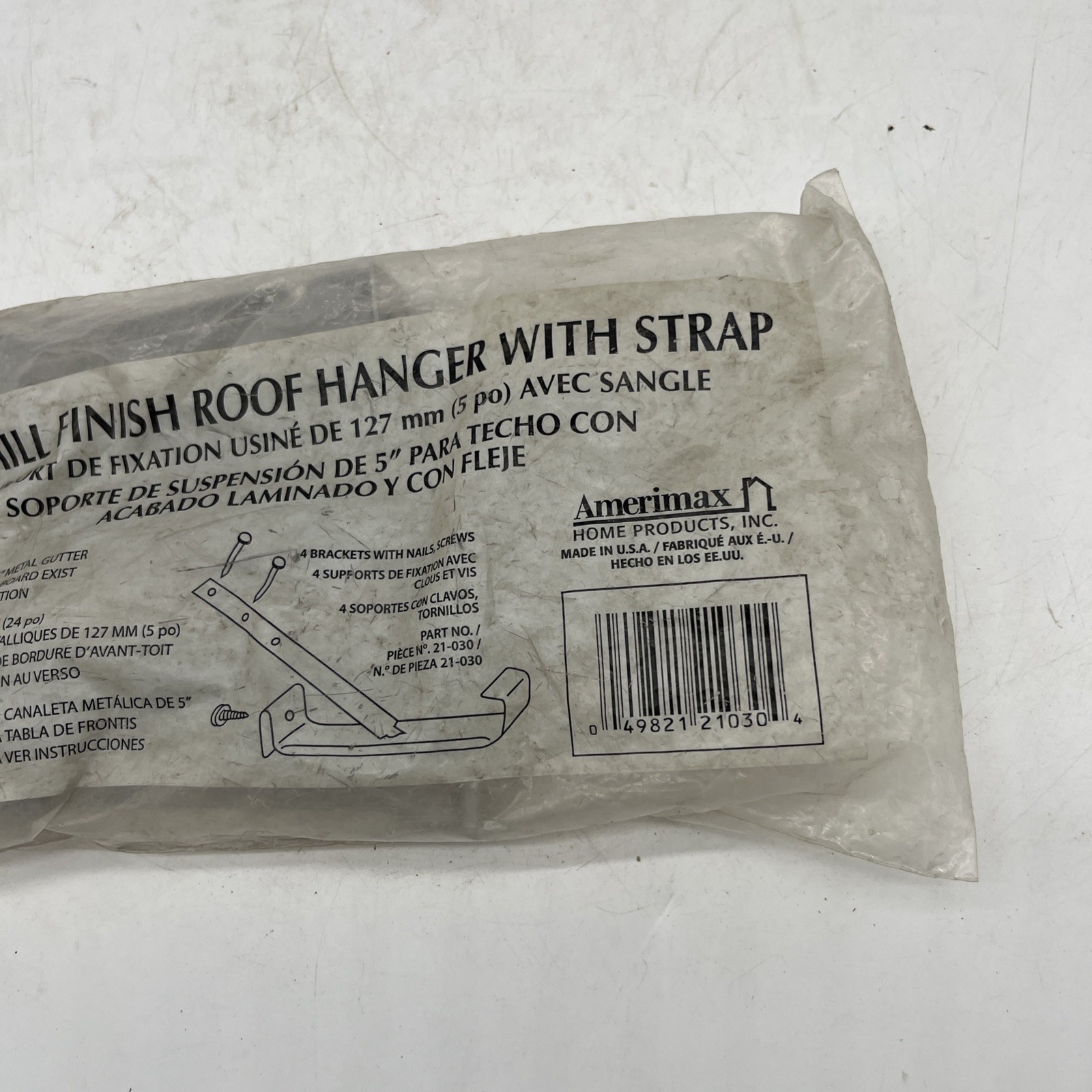 Amerimax 21030PK Gutter Hanger With Strap, Aluminum, 5 Inch, 4 Pack