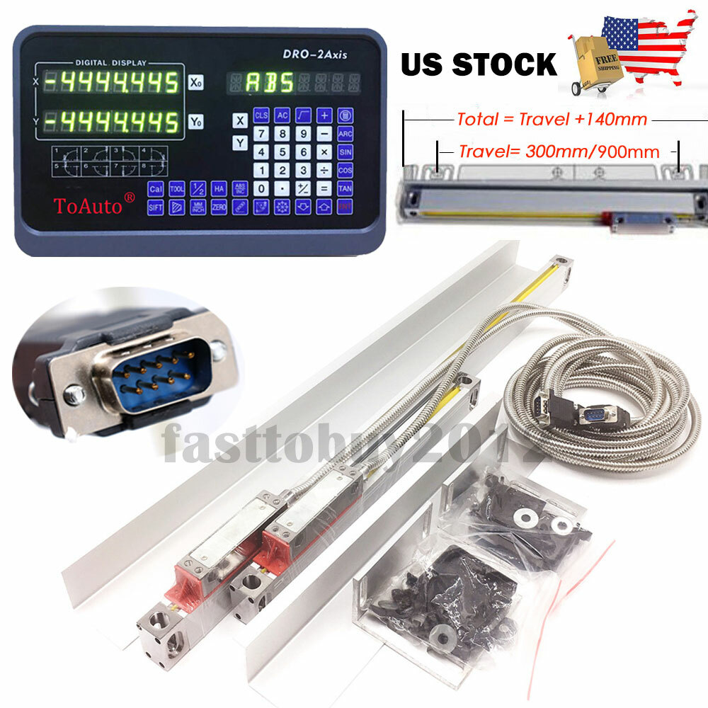 2Axis DRO 12″ 36″ Linear Scale Digital Readout Display Bridgeport 9X42 Table,US
