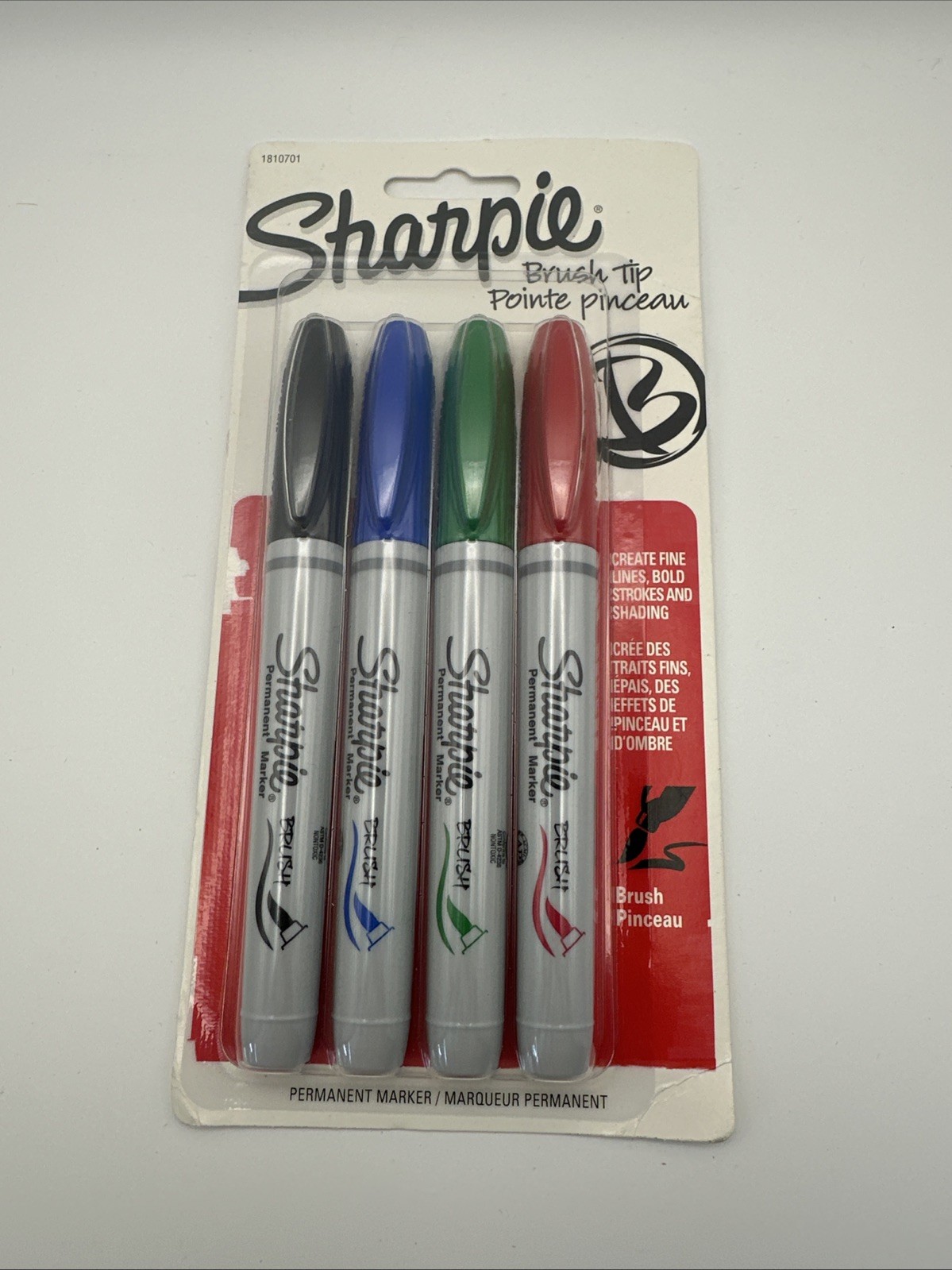 Sharpie Brush Tip Permanent Marker New Old Stock 2012 Four Black Blue Green Red