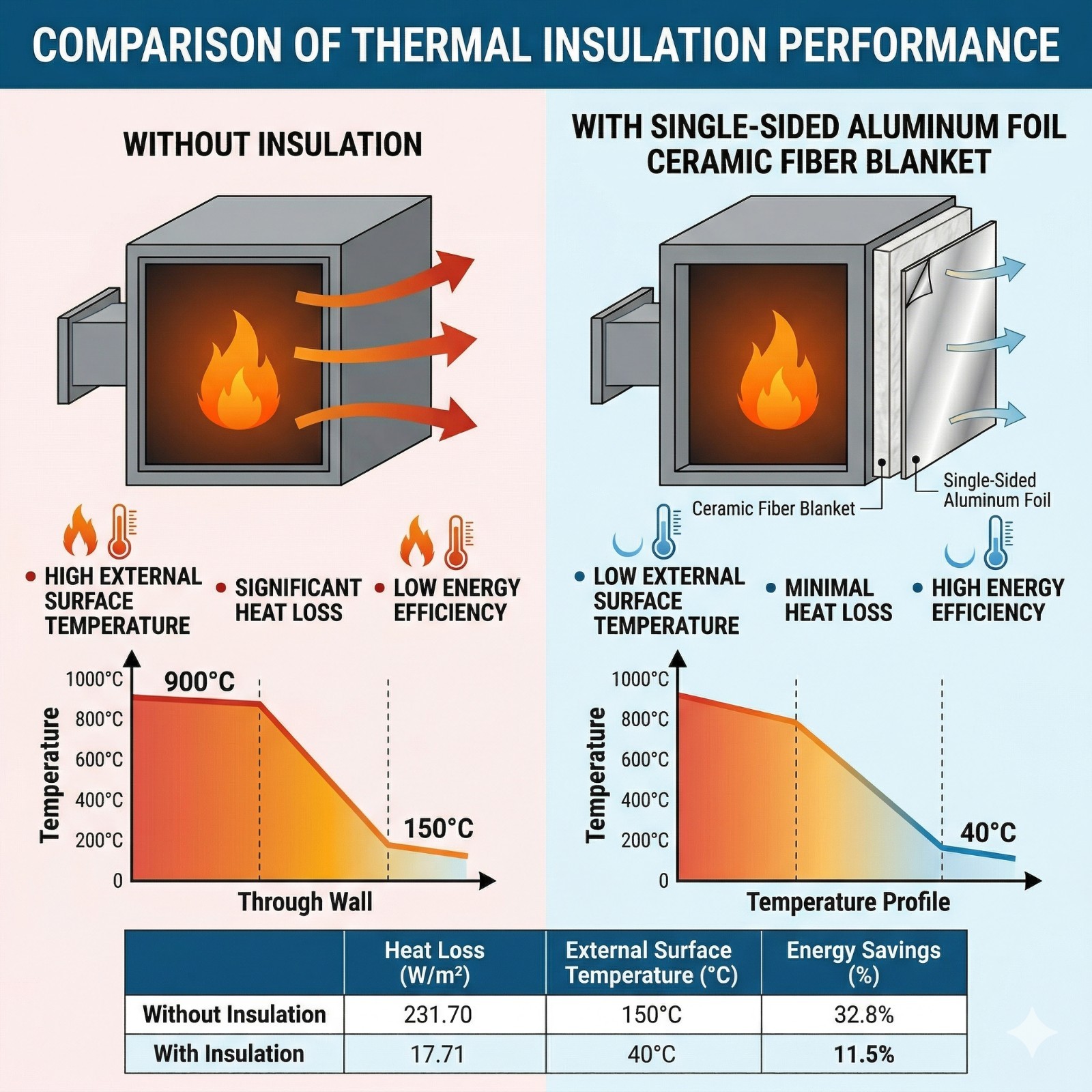 High-temperature insulation ceramic fiber blanket with aluminum foil facing