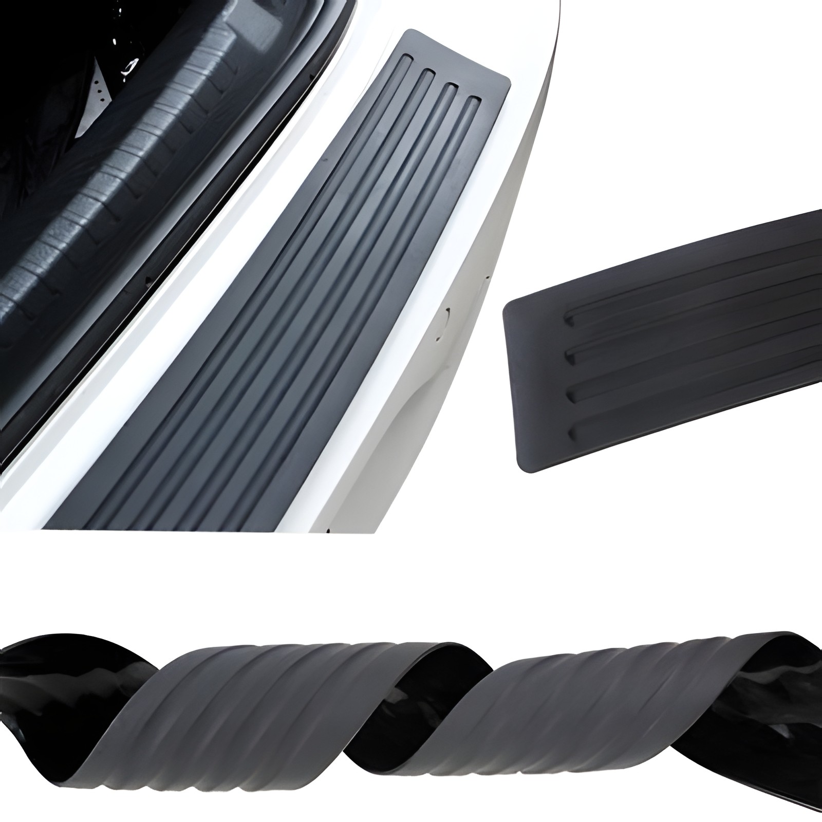 Universal Car Rear Bumper Protector Guard Black Rubber Anti-Scratch Trim Cover
