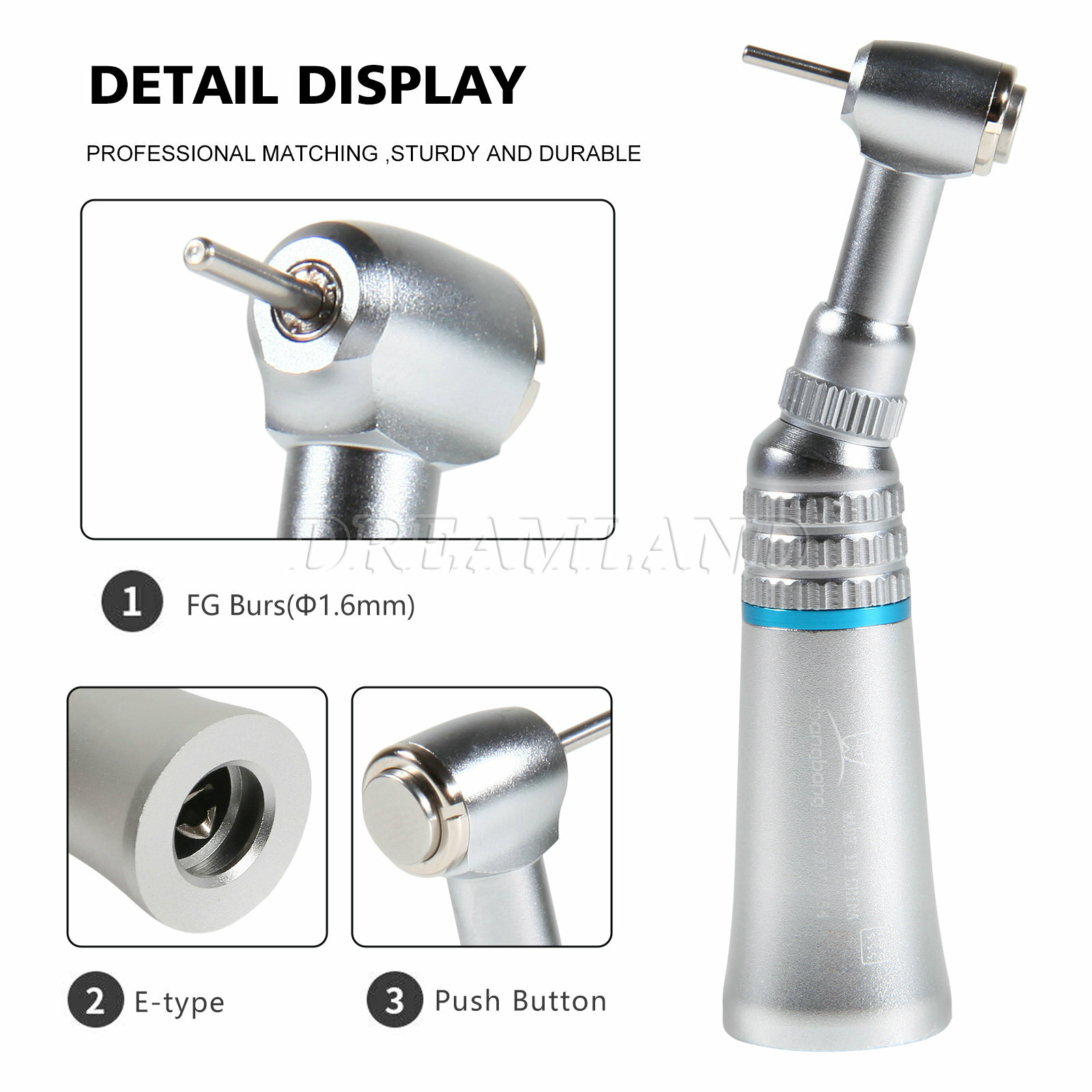Dental FG 1.6mm Low Speed Contra Angle Handpiece Friction Grip NSK Style Push