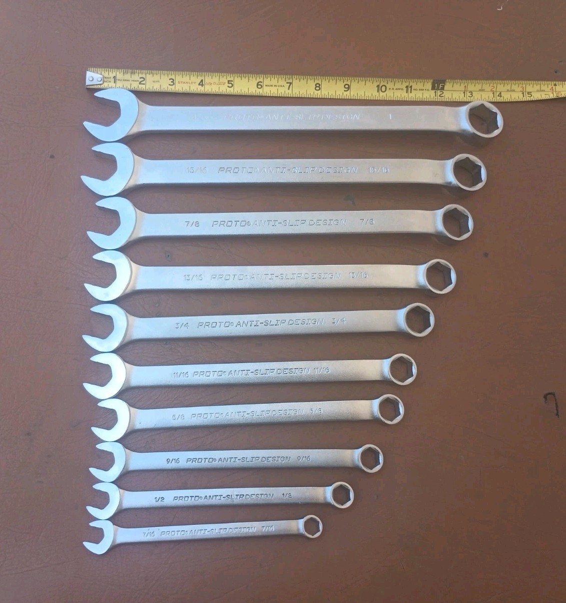 Proto 10pc Anti-Slip Design 6 Point Combination Wrench Set SAE 7/16″ to 1″ USA