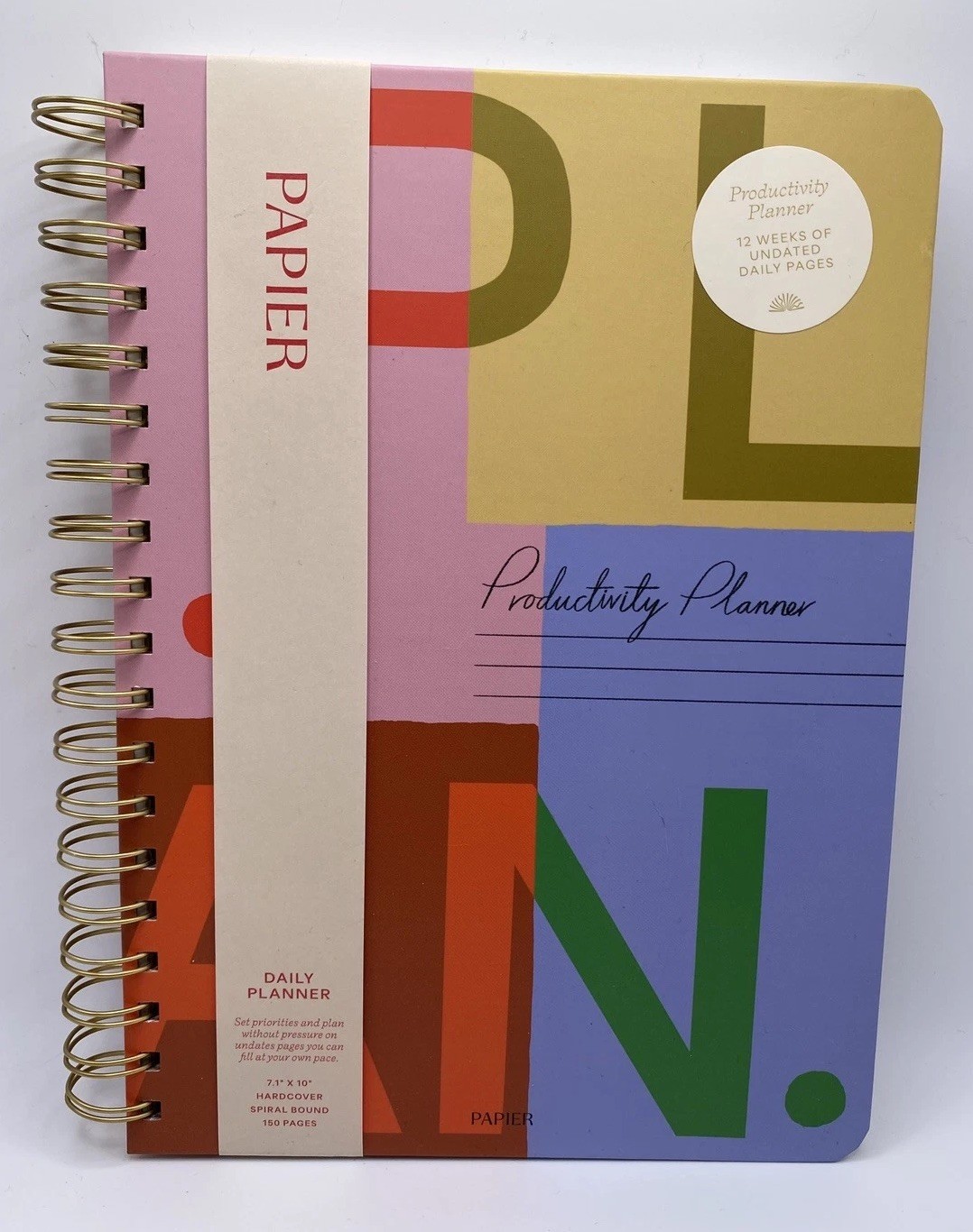 Papier Productivity Planner Hard Cover Spiral 9.84″x7.48″ Undated NEW