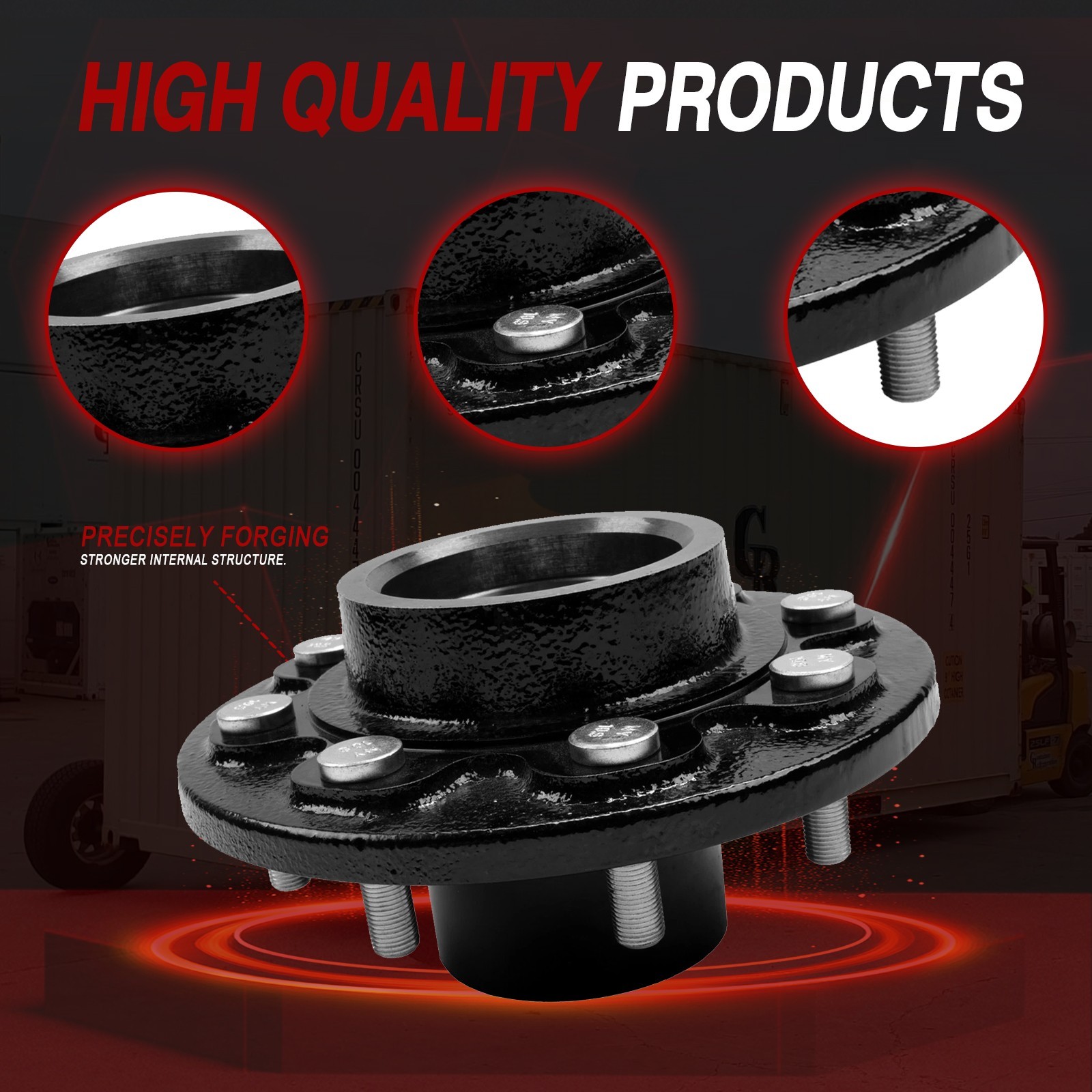 8 x 6.5 Lug Bolt On Wheels Fit For shipping Container Hub and Spindle Kit 8000LB