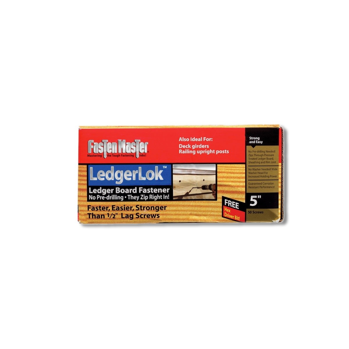 FastenMaster LedgerLok 5 in Silver Hex Washer Head Deck 50 pk FMLL005-50