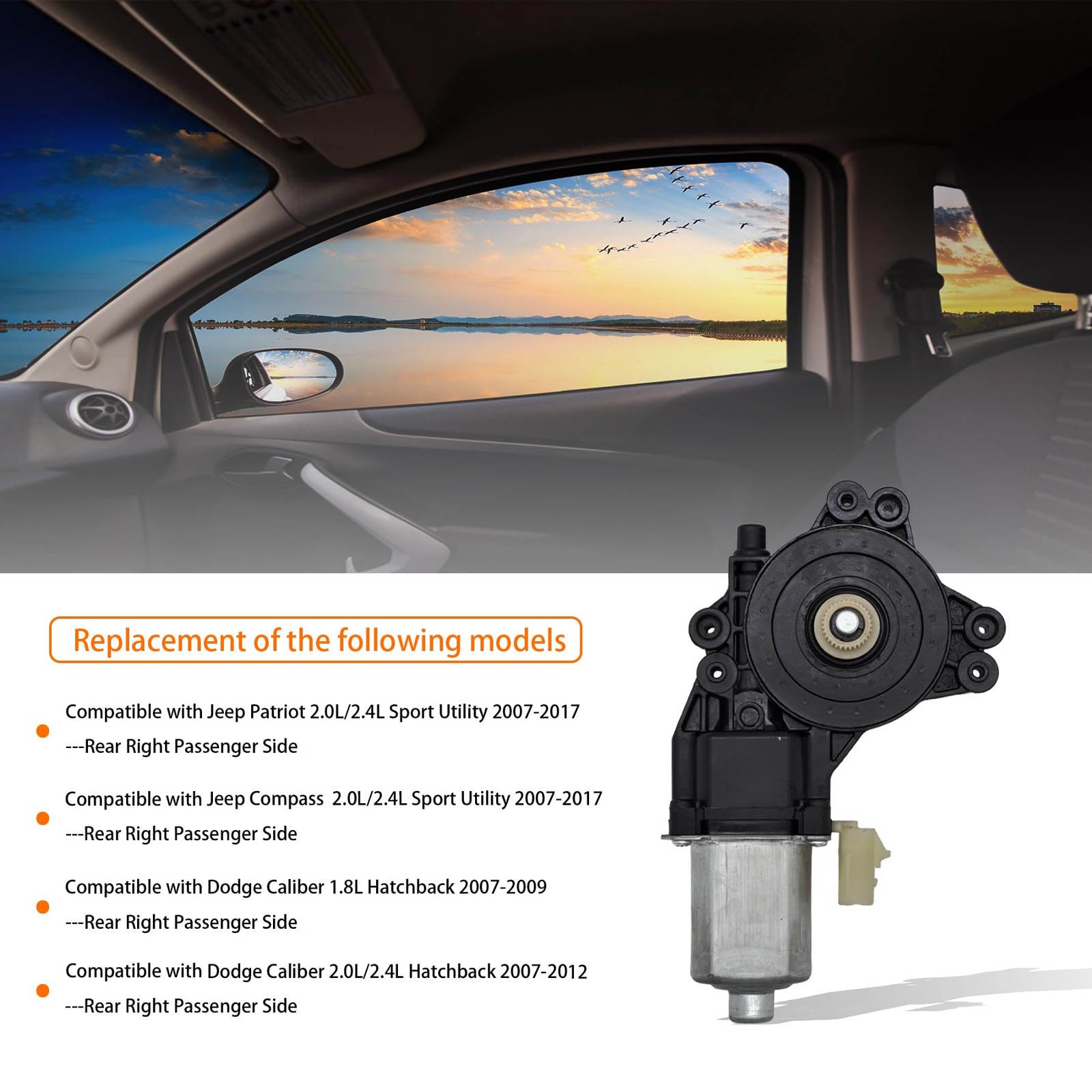 2 pins Power Window Motor Compatible with Jeep Patriot Compass Sport Utility 200