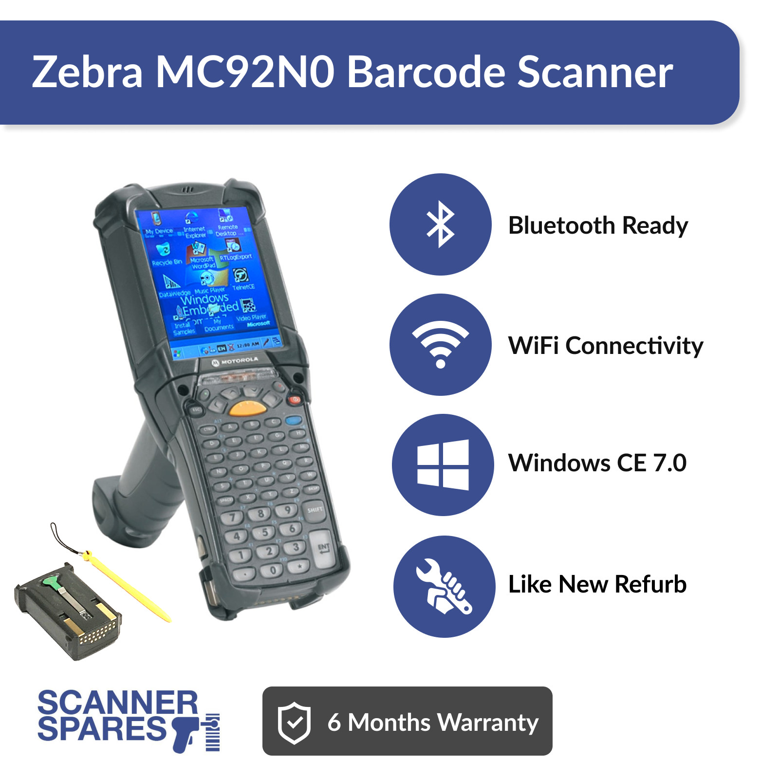 🔥 Symbol MC92N0-G90SXEYA5WR 1D/2D Long Range Windows CE 7.0 & 6 MONTHS WARRANTY