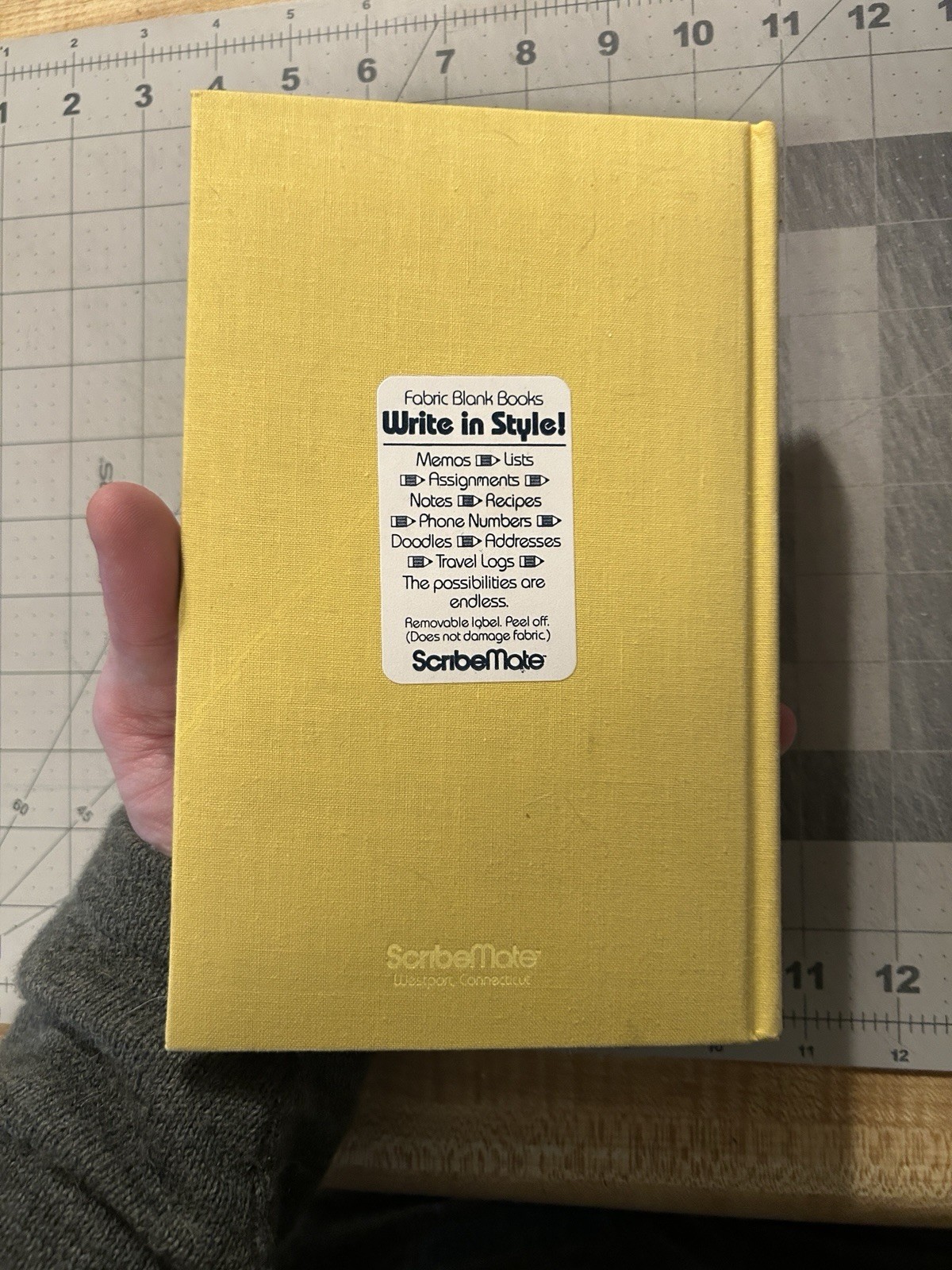 Vtg ScribeMate Lined Journal 5.5 x 8.5″ Yellow Fabric DUCK Preppy Office SHIPS