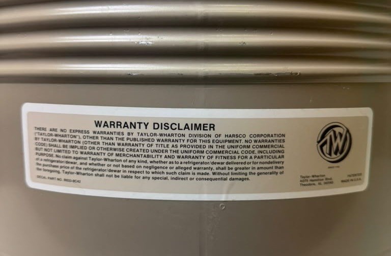 Taylor-Wharton 35VHC 35 L Liquid Nitrogen Tank with racks & canes for cryotubes