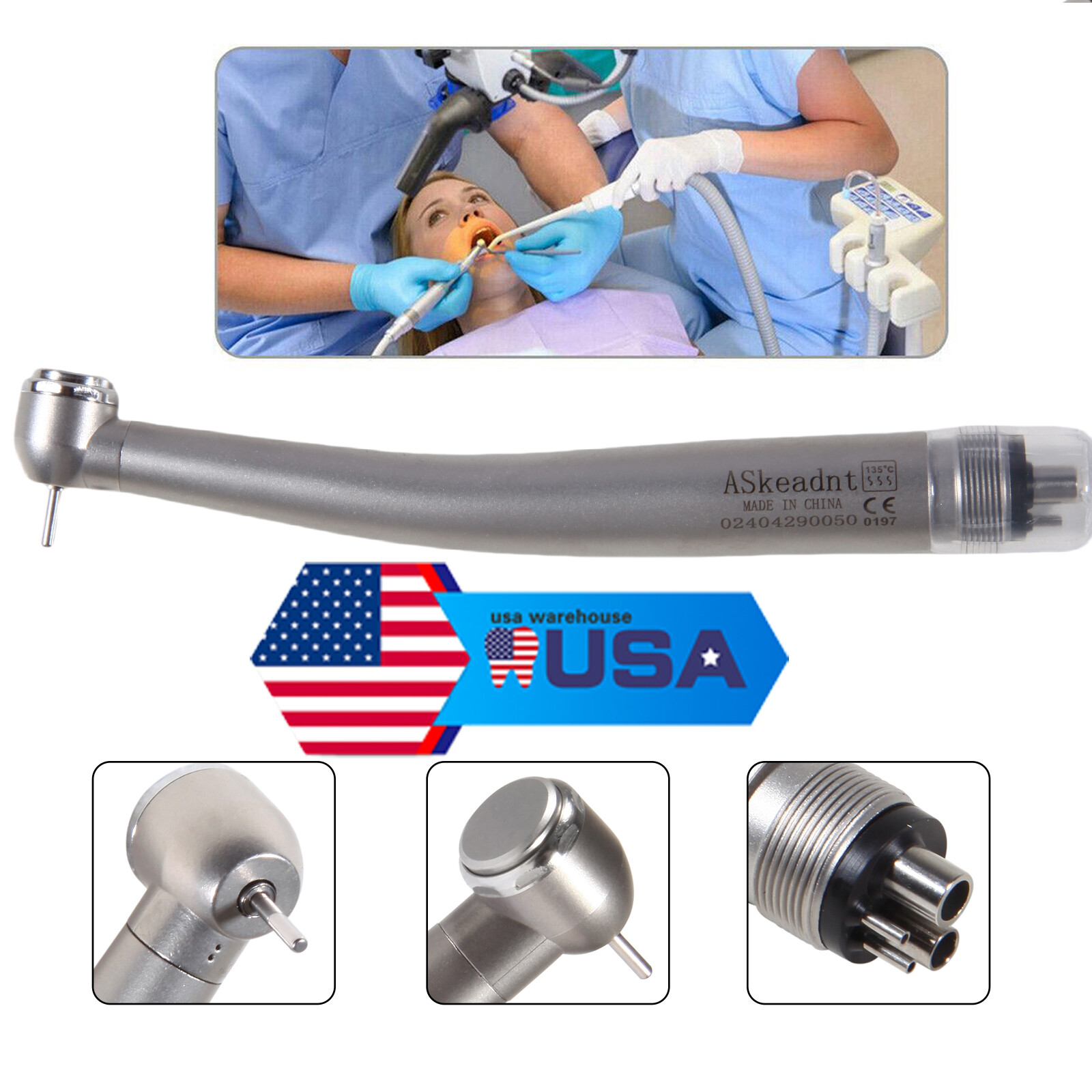 10 ASkeadnt NEW Dental High Speed HANDPIECES Fast Turbine Push Button 4-H