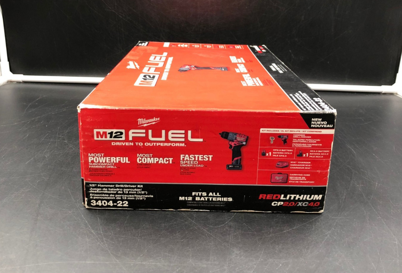 Milwaukee 3404-22 M12 Fuel 1/2″ Hammer Drill/Driver Kit – NEW OPEN BOX