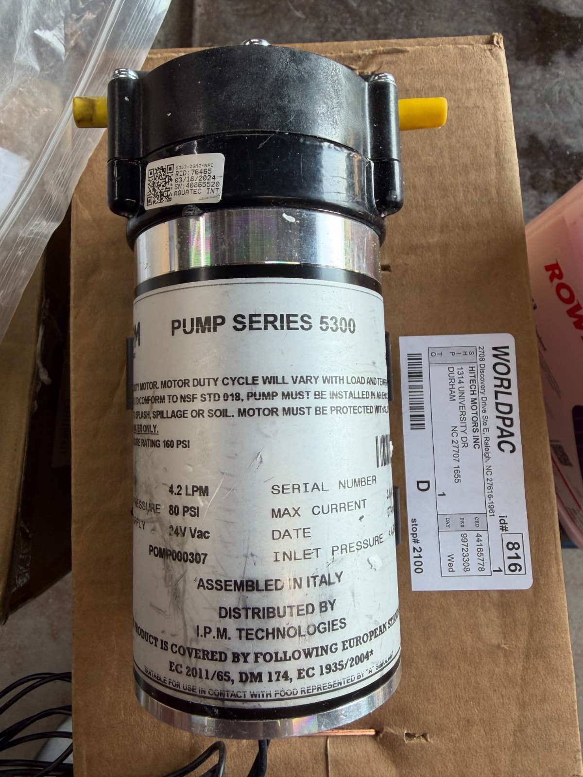 Narvon 378PAF4632 Pump for Auto-Fill Units