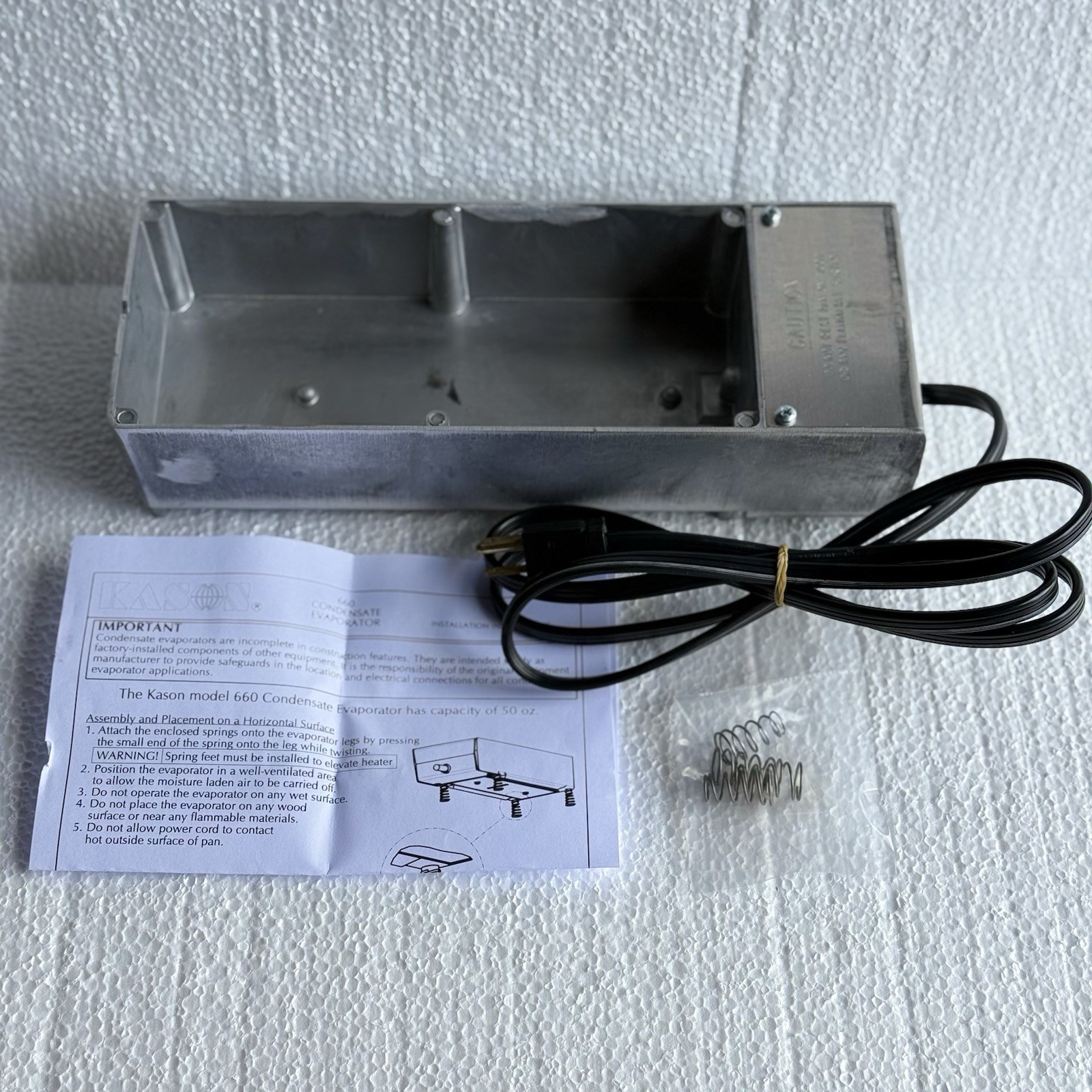 Kason 10660000008 Condensate Evaporator 120V 160W 72” Plug Cord NSF