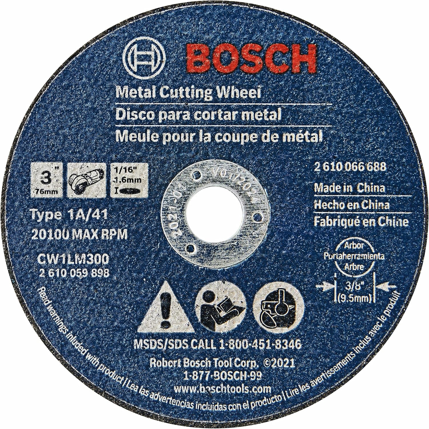 CW1LM300 5-Pack 3 In. x 1/16 In. Metal Cutting Wheel 46 Grit Compatible with 3/8