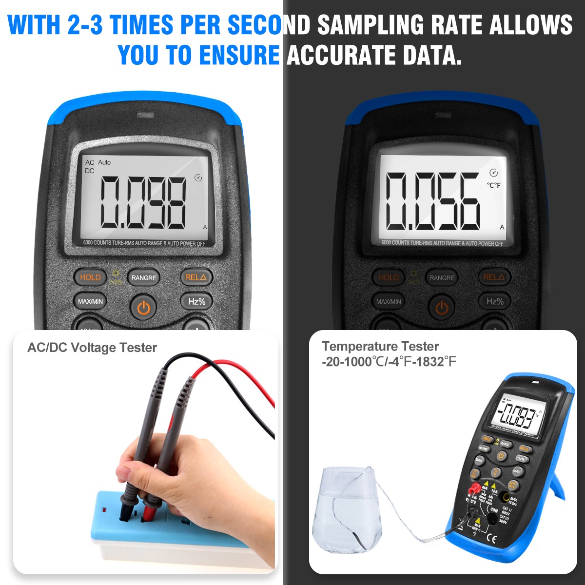 HoldPeak Auto-ranging Digital Multimeter True RMS NCV Voltage Capacitance Tester
