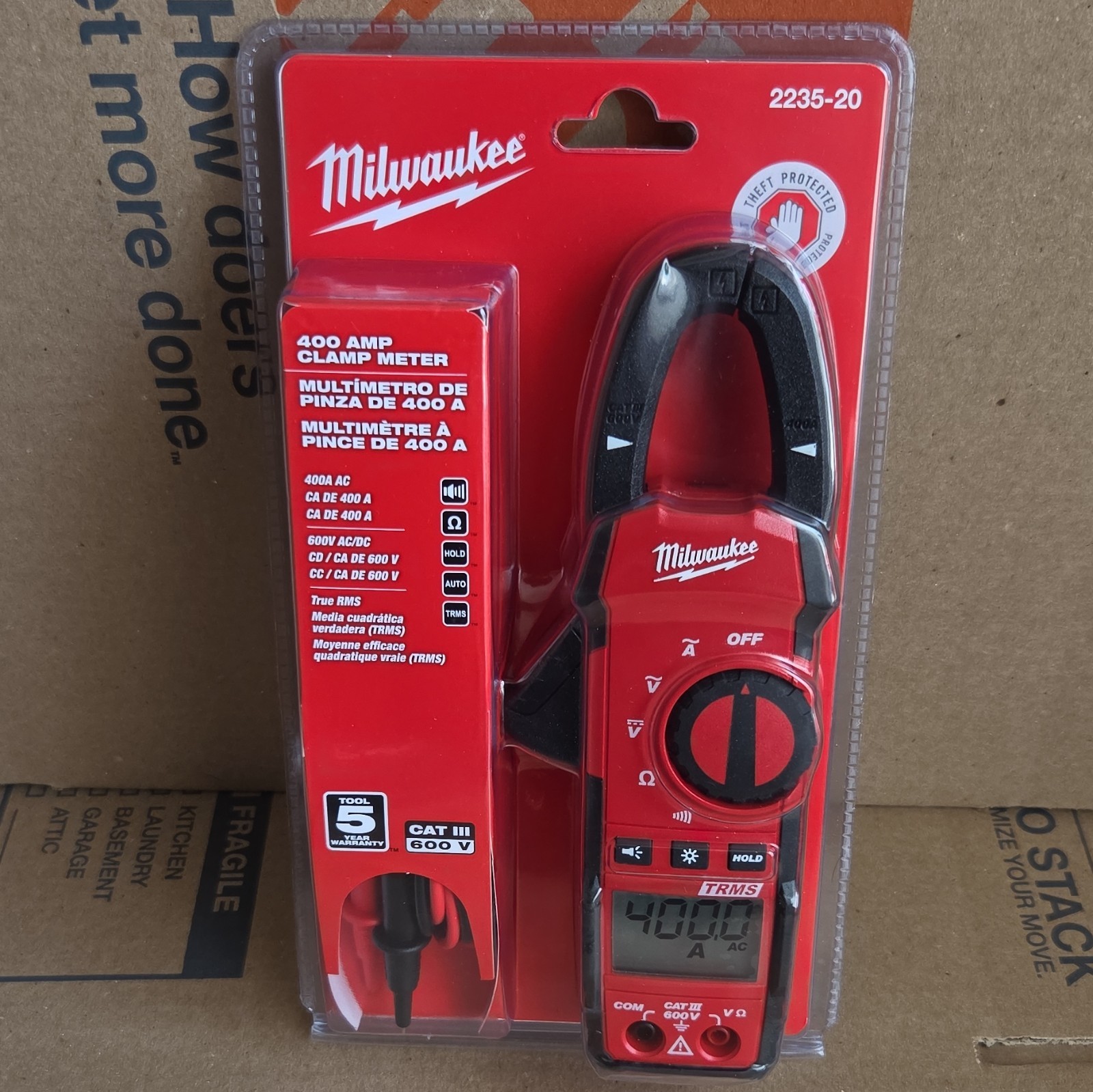 Milwaukee Clamp Meter Multimeter 2235-20 400A True RMS CAT III 600V 4000Ct
