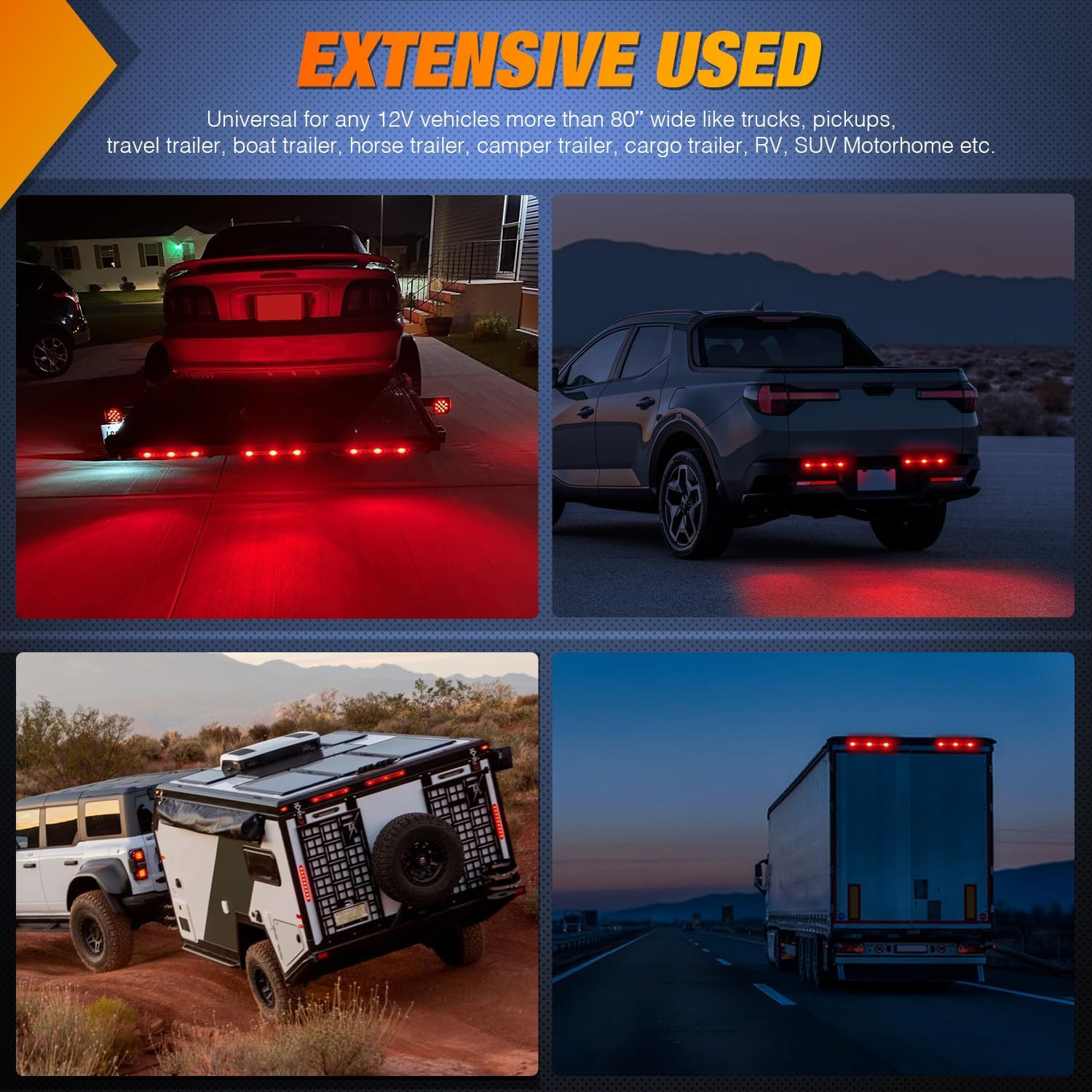 2-Pack 14.2″ 9-LED Red Identification Trailer Light Bar w/ SS Bracket