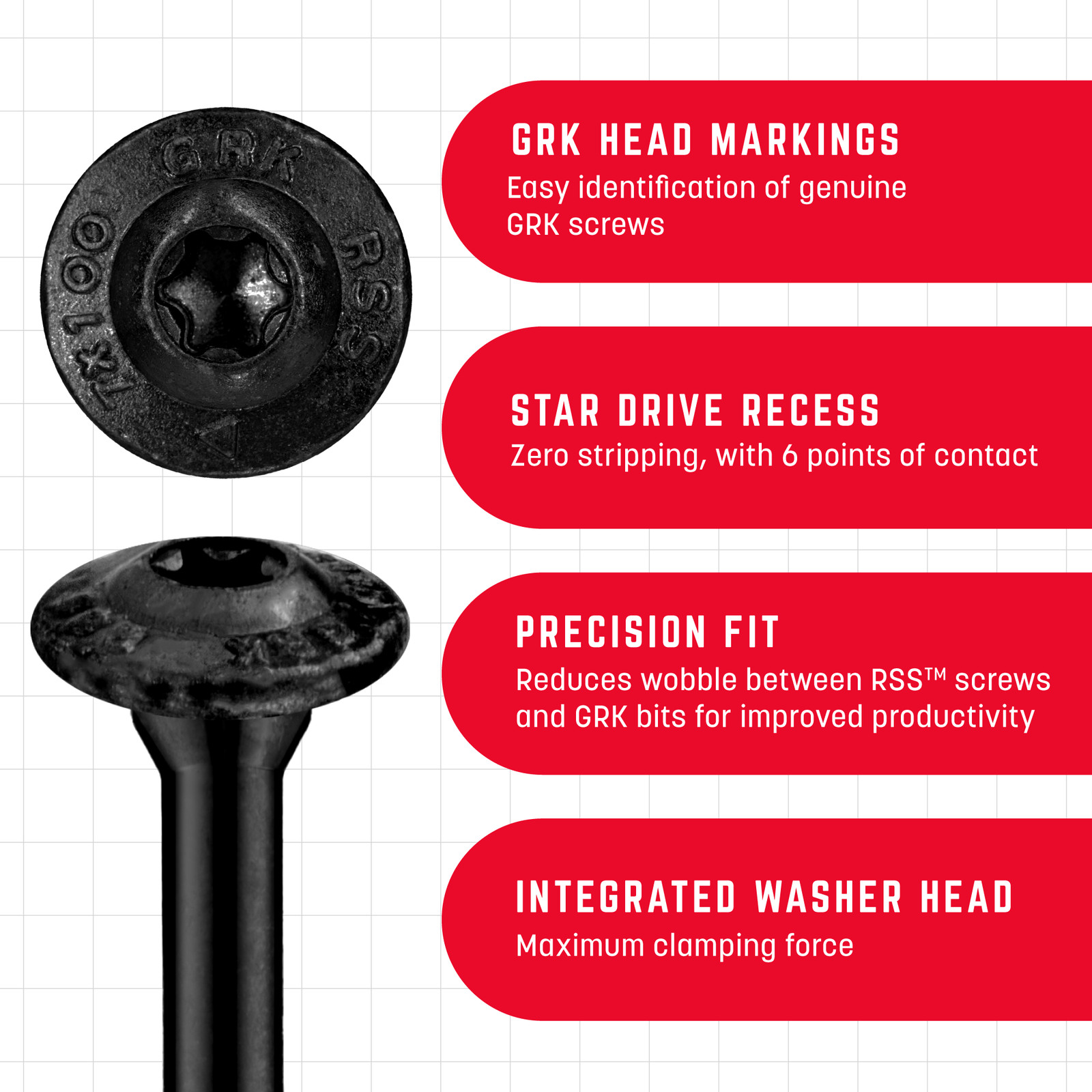 GRK Fasteners RSS™ 5/16 x 3-1/8 Inch, Black Multi-Purpose Structural Screws,