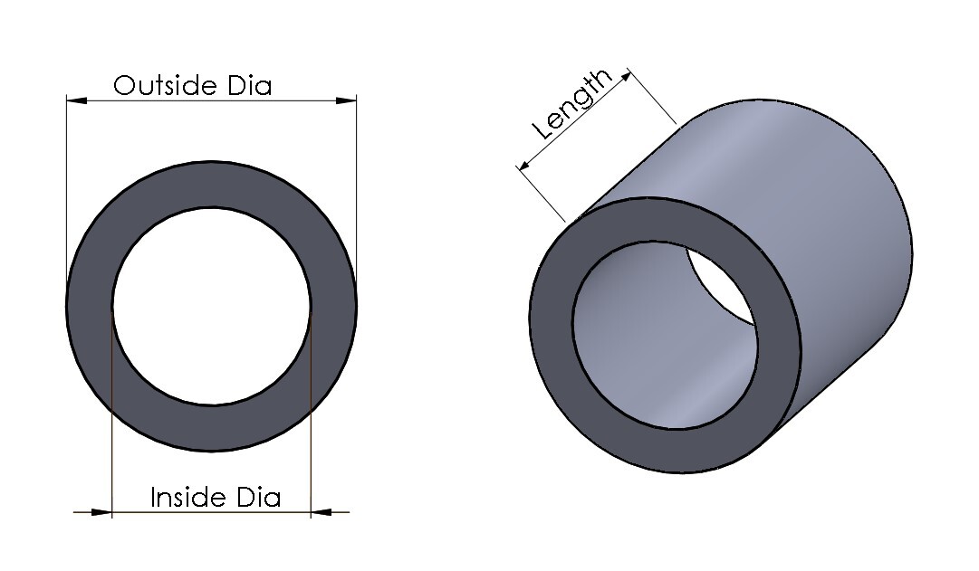 New Aluminum Spacer Bushing 3/8″ OD x 3/16″ ID–Fits M4/M5 or #8/#10 Screws