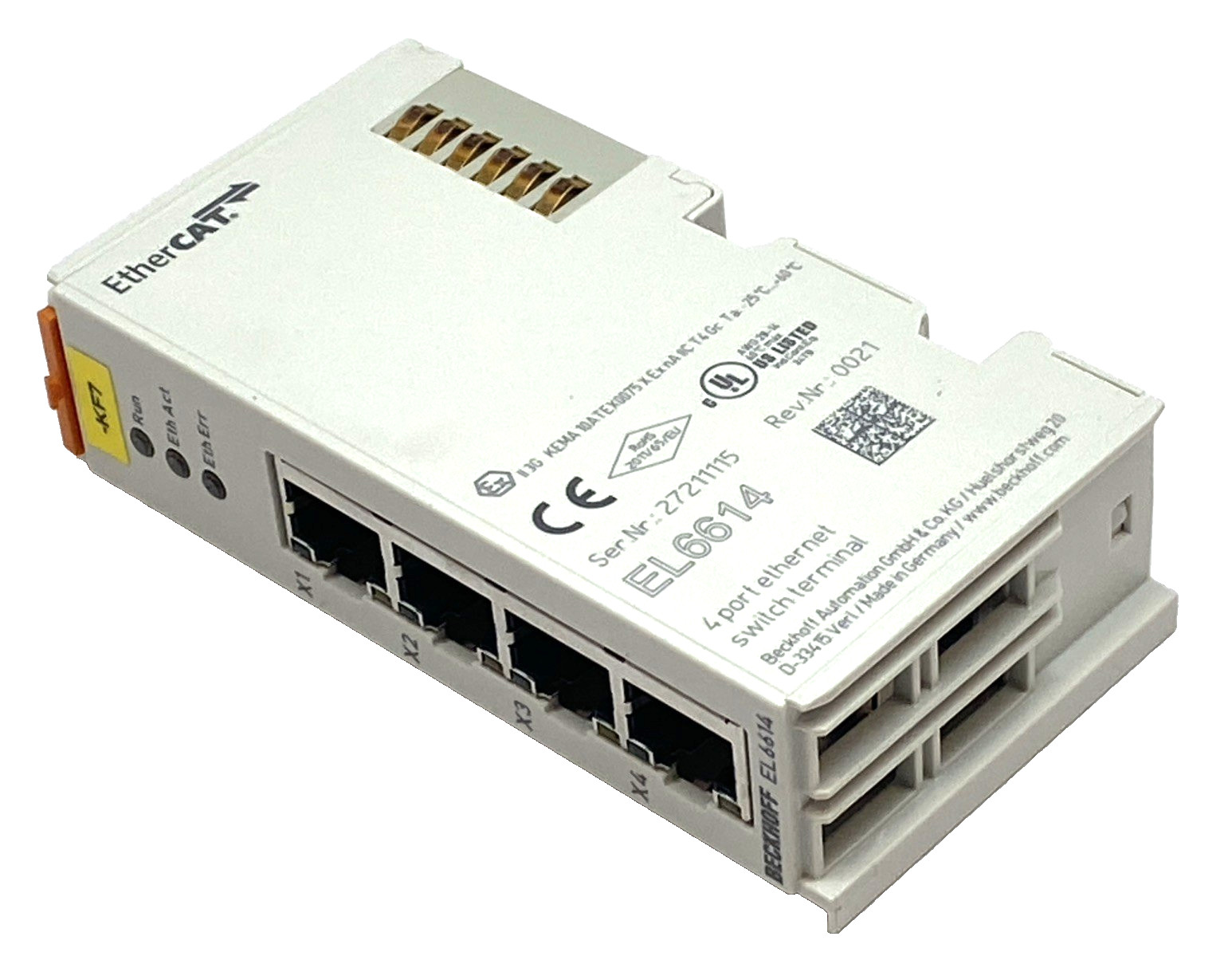 Beckhoff EL6614 EtherCAT 4-Port Ethernet Switch Communication Interface Terminal