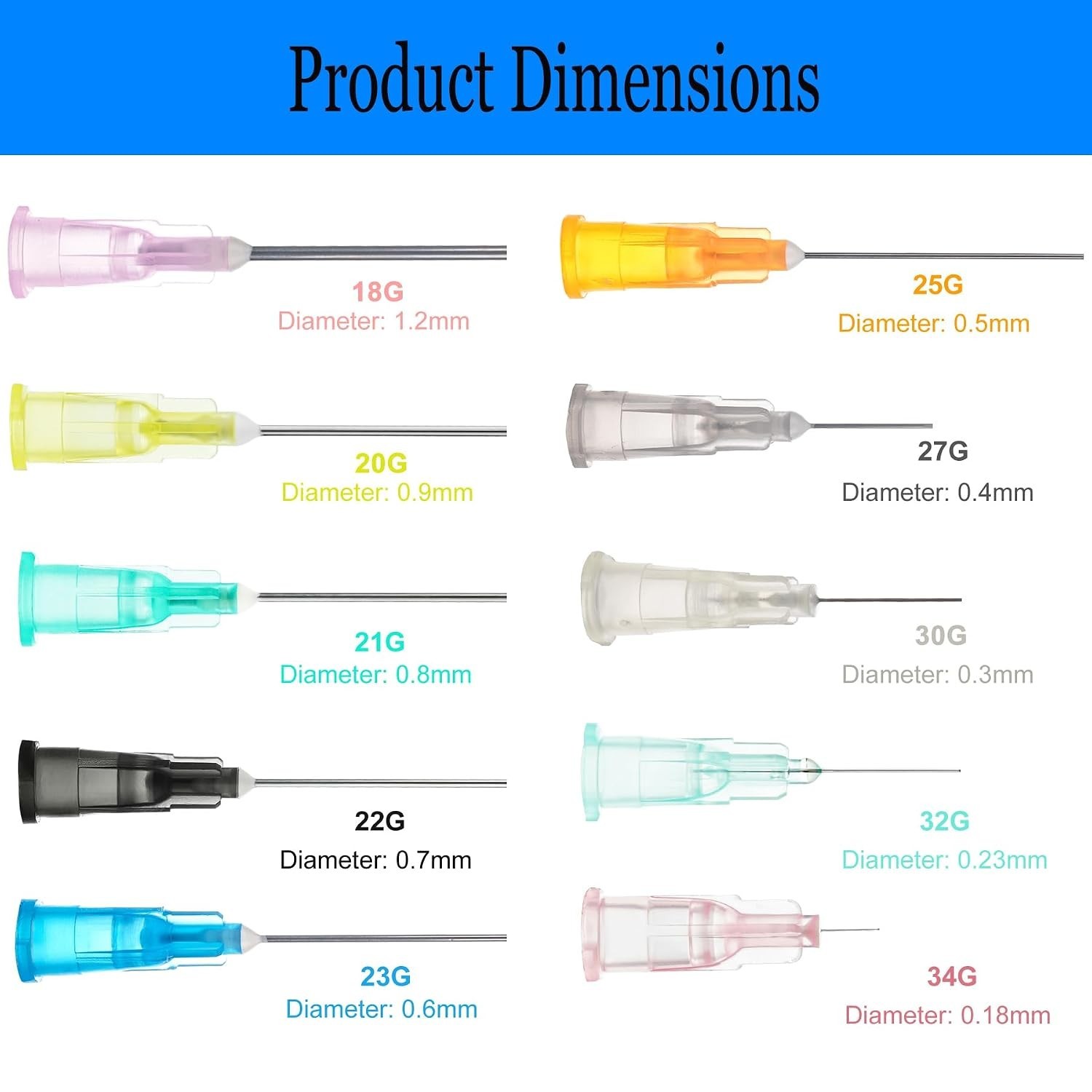23 Gauge 1 Inch Dispensing Needles 100 Pack Luer Lock with Caps Sterile ✅