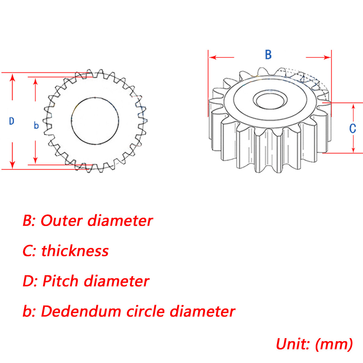 1/1.5/2 Mod 10T to 150T Spur Gears Flat C45 Steel Gears Motor Gears Rough Gears