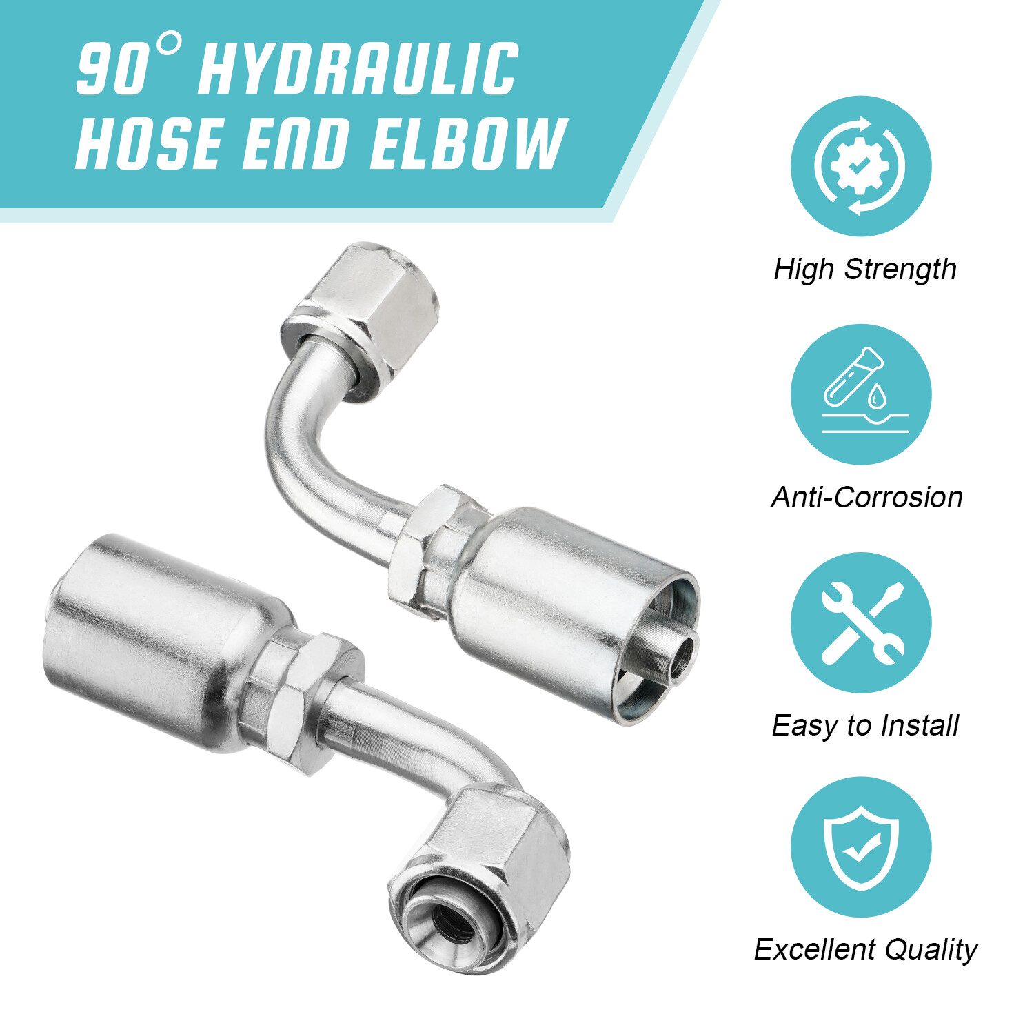 NEW 10x 13943 6-6 PK STYLE HYDRAULIC HOSE FITTINGS 3/8″ Hose 3/8″ FJIC 90 Degree
