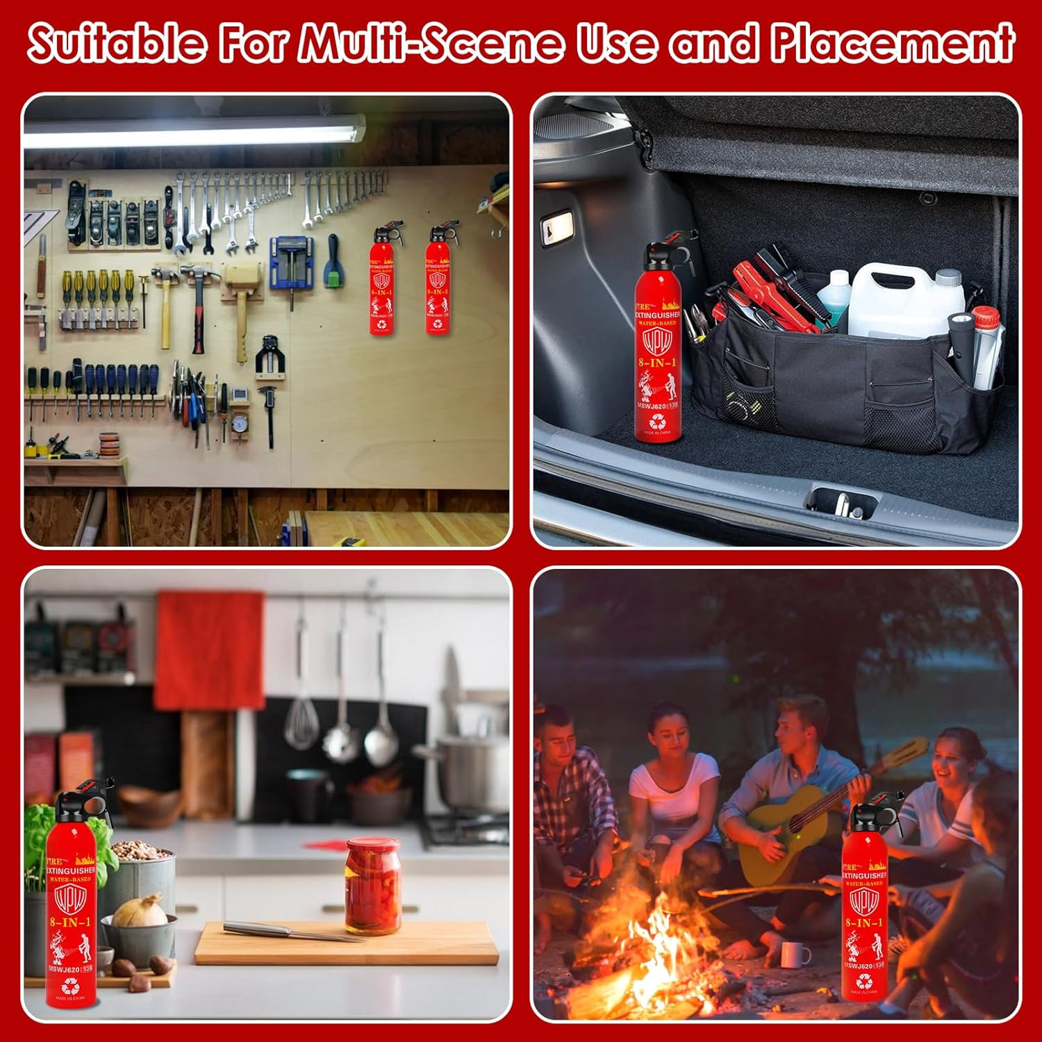 Large Upgraded 8-In-1 Fire Extinguisher for Home (2 Pack 21Oz Each) with Wall Mo