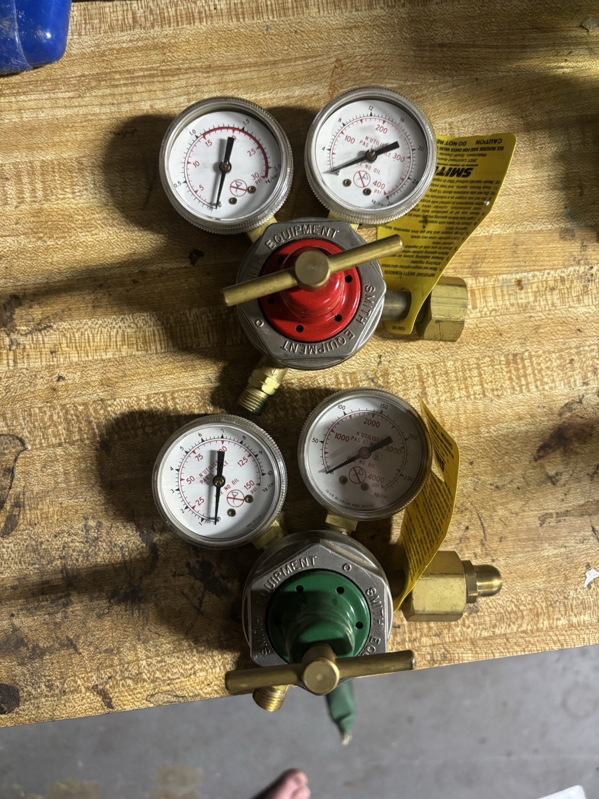 Smith Equipment/Miller Oxygen/Acetylene Industrial Brass Regulator Gauges