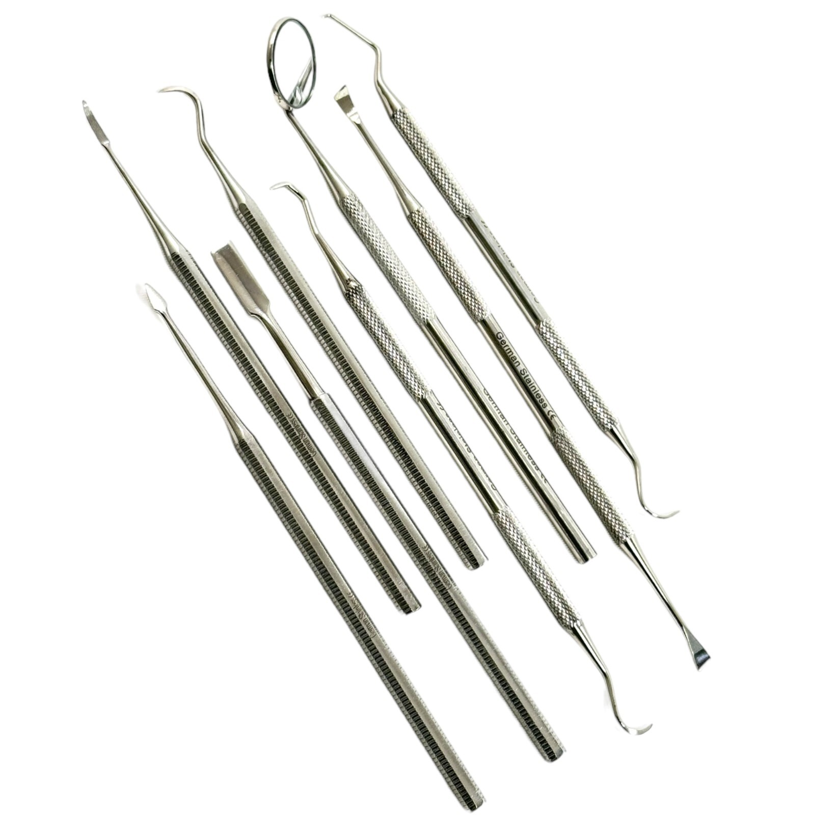 8 Piece Dental Scaler Set With Spatula, Mouth Mirror, Probe, Dental Instruments