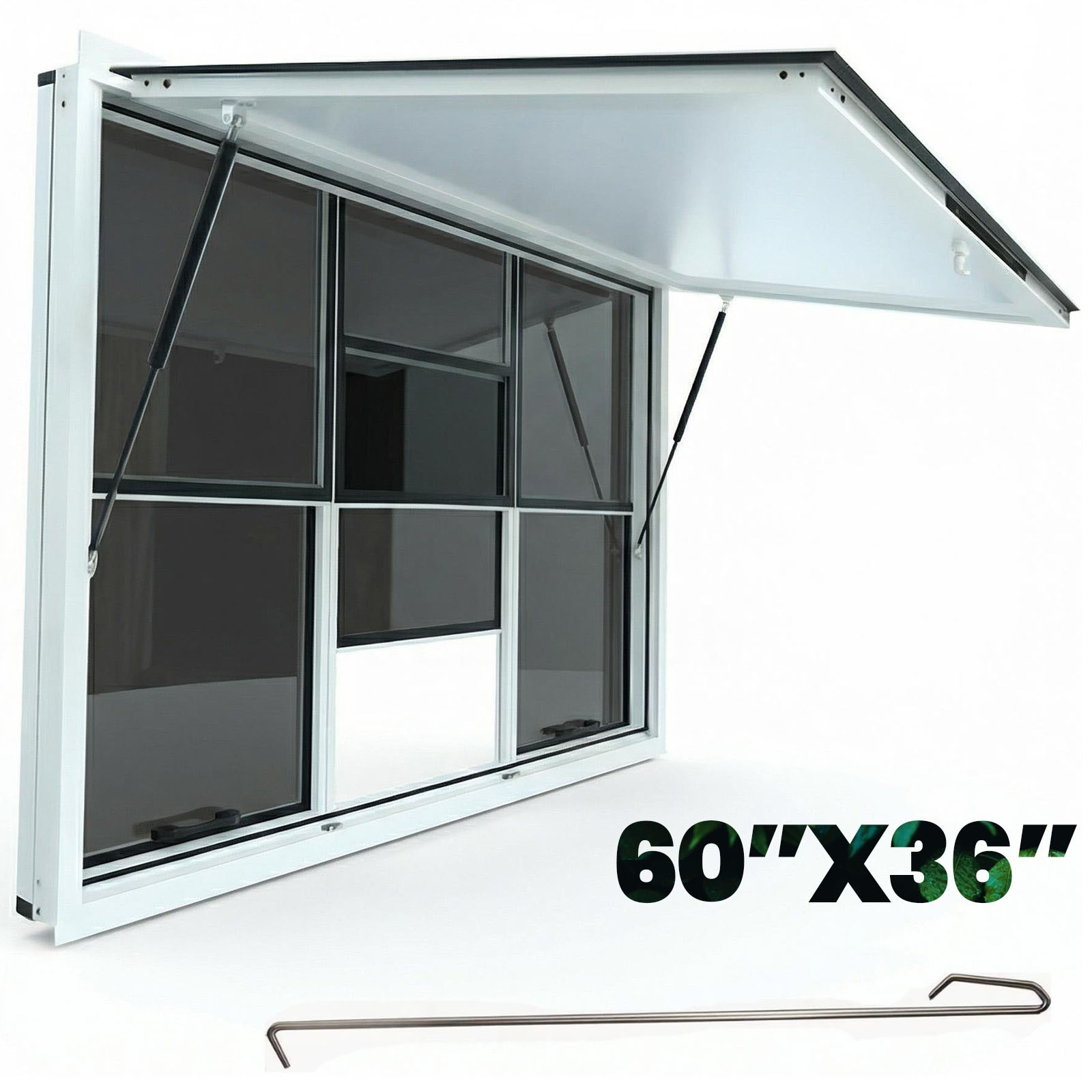 Concession Stand 60X36″Serving Window Food Truck Service Awning 6 Screen Windows