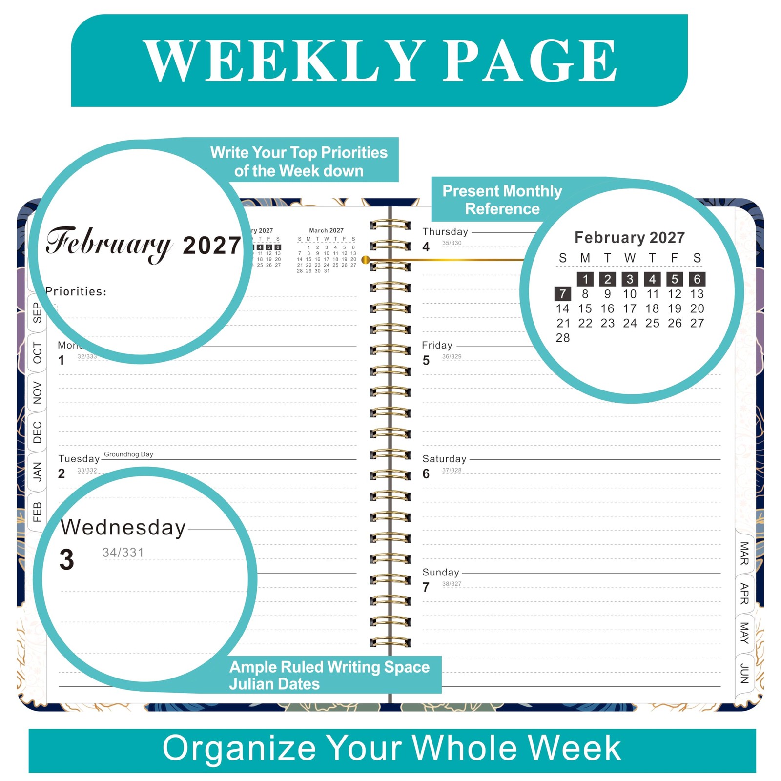 Planner 2026-2027,Agenda 2026-2027, July 2026 to June 2027 Monthly Weekly