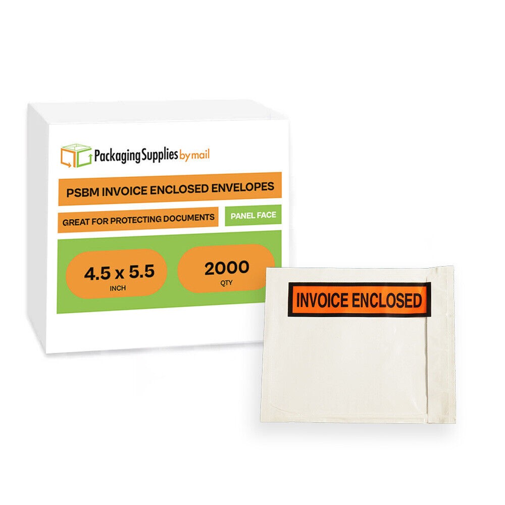 2000 4.5 x 5.5 Panel Face Envelopes Invoice Enclosed Slip Pouch Self Adhesive