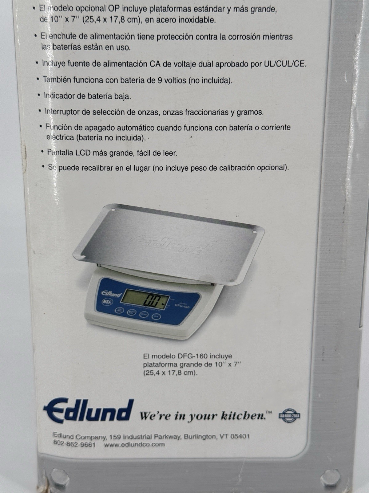 Edlund DFG-160 Digital Portion Control Scale 10 lb Silver New In The Box