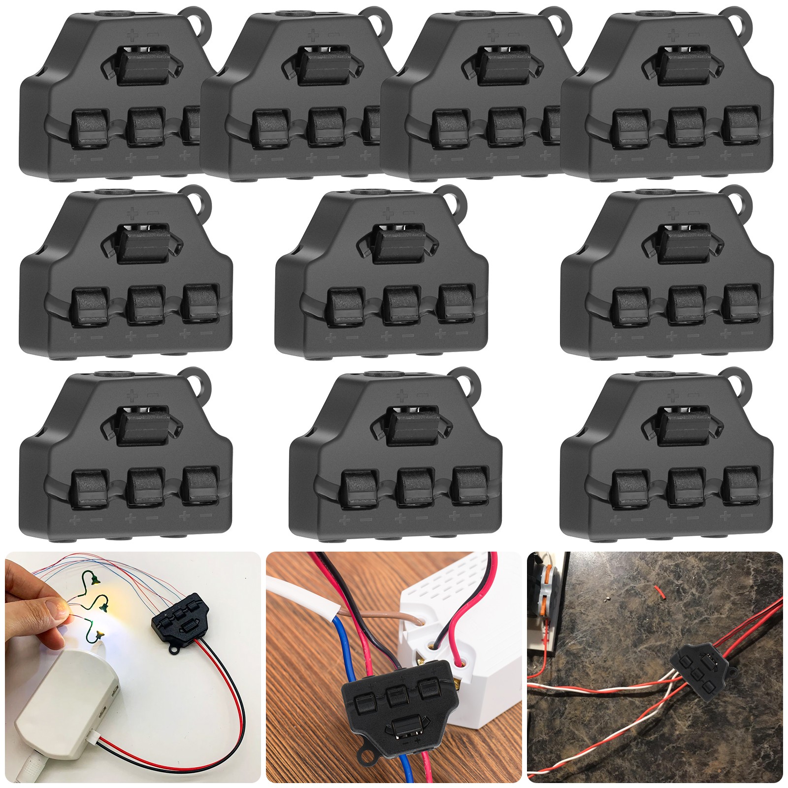 10 × Buckle Splitter Terminal Block 2 In 6 Out Parallel 42V Connector Wiring Set