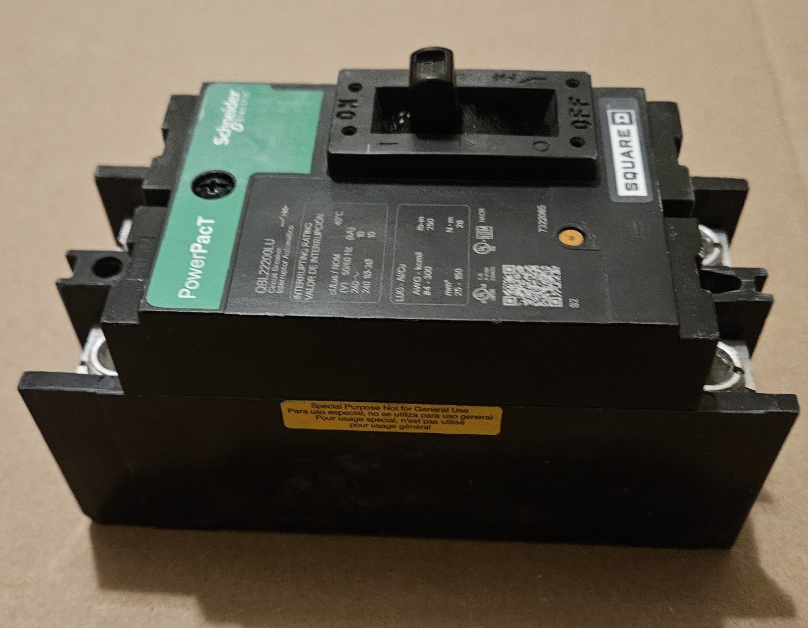 SQUARE D POWERPACT QB 200AMP 2-POLE 240V MAIN CIRCUIT BREAKER QBL22200LU