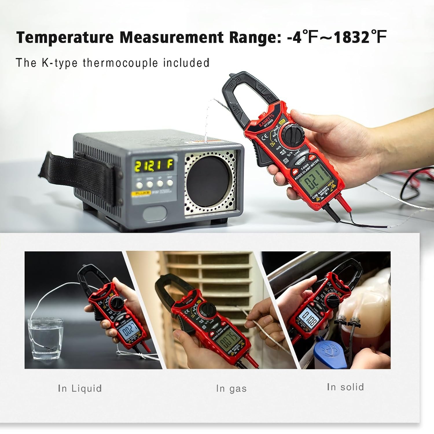 Professional Digital Clamp Meter with Two-Color Backlit LCD and Multi-Functions