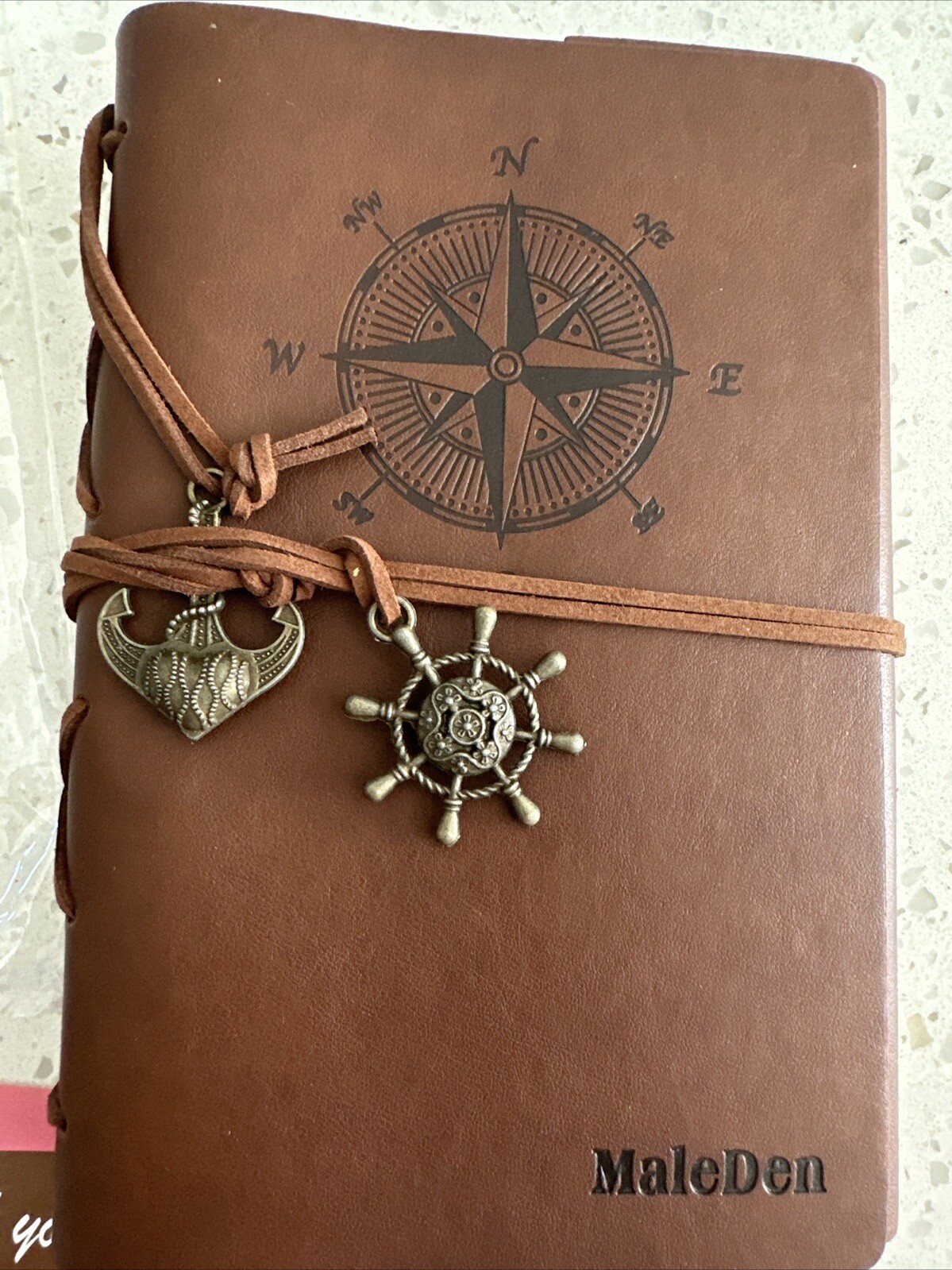 Maleden Sealed New Refillable Brown Spiral Embossed Travel Journal Notebook
