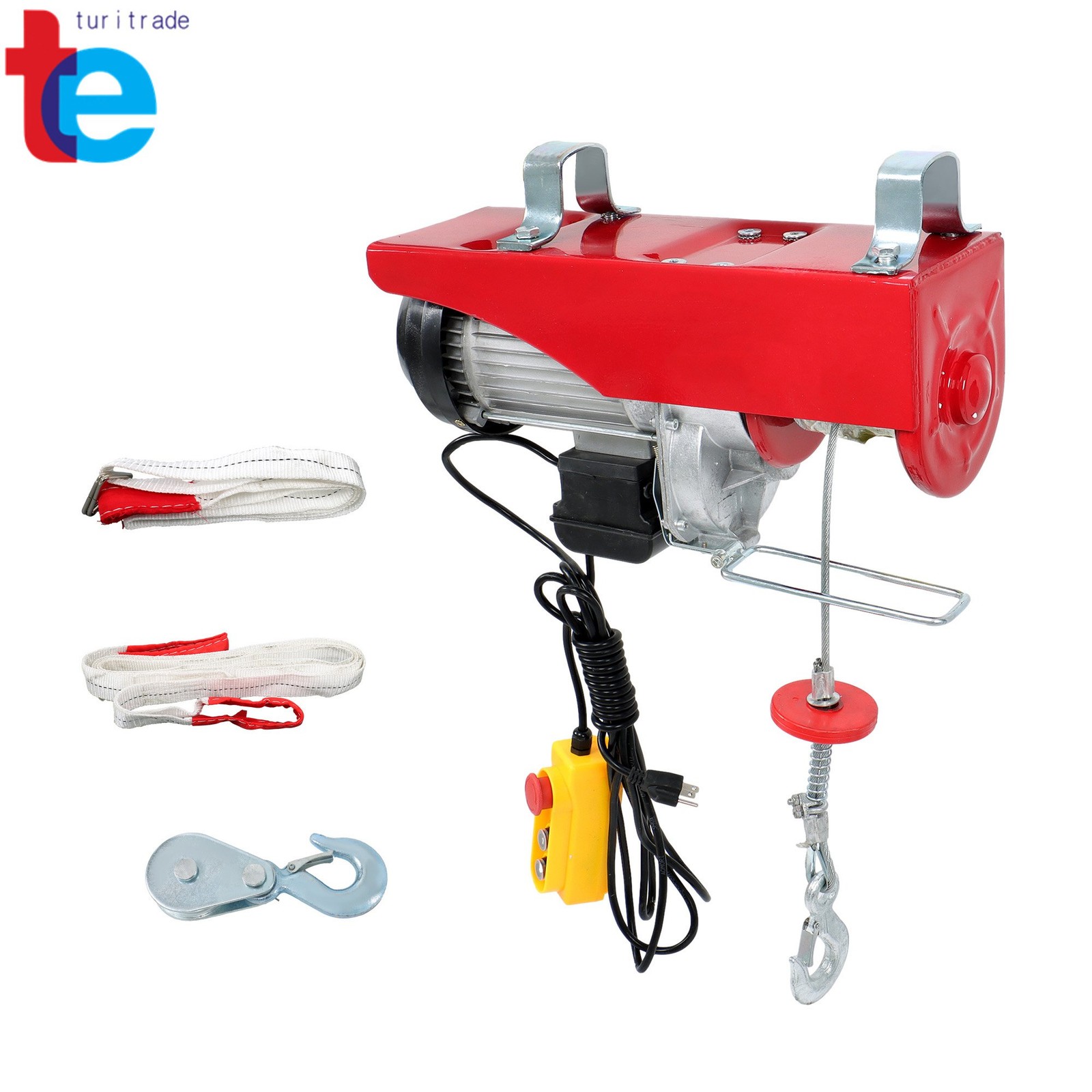 Crane Winch Mini Electric Hoist 2200lbs 14ft Wired Remote Control 1600W 110V