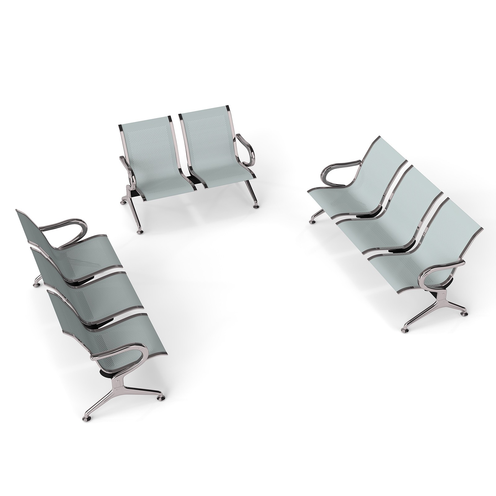 8-Seater Waiting Room Chairs Set Office Guest Reception Benches for Lobby Sliver